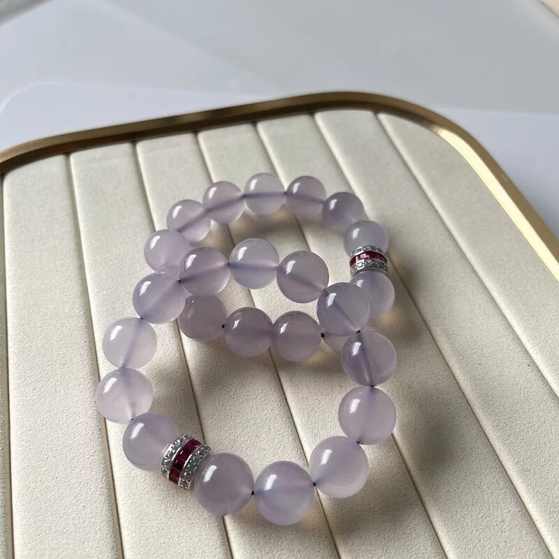 Natural Untreated Pale Lavender Chalcedony Bracelet (PCH00012)