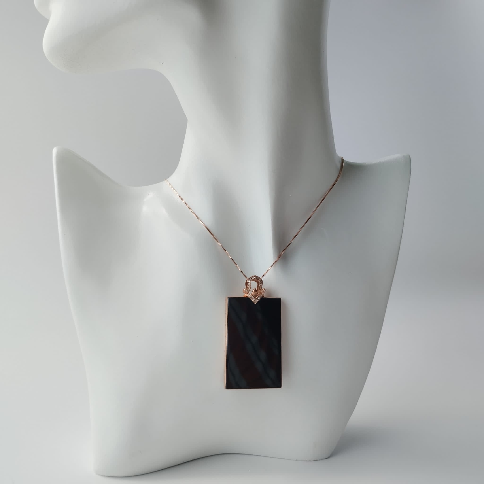 18K Rose Gold Trapezium Omphacite Pendant  (PJA00288)