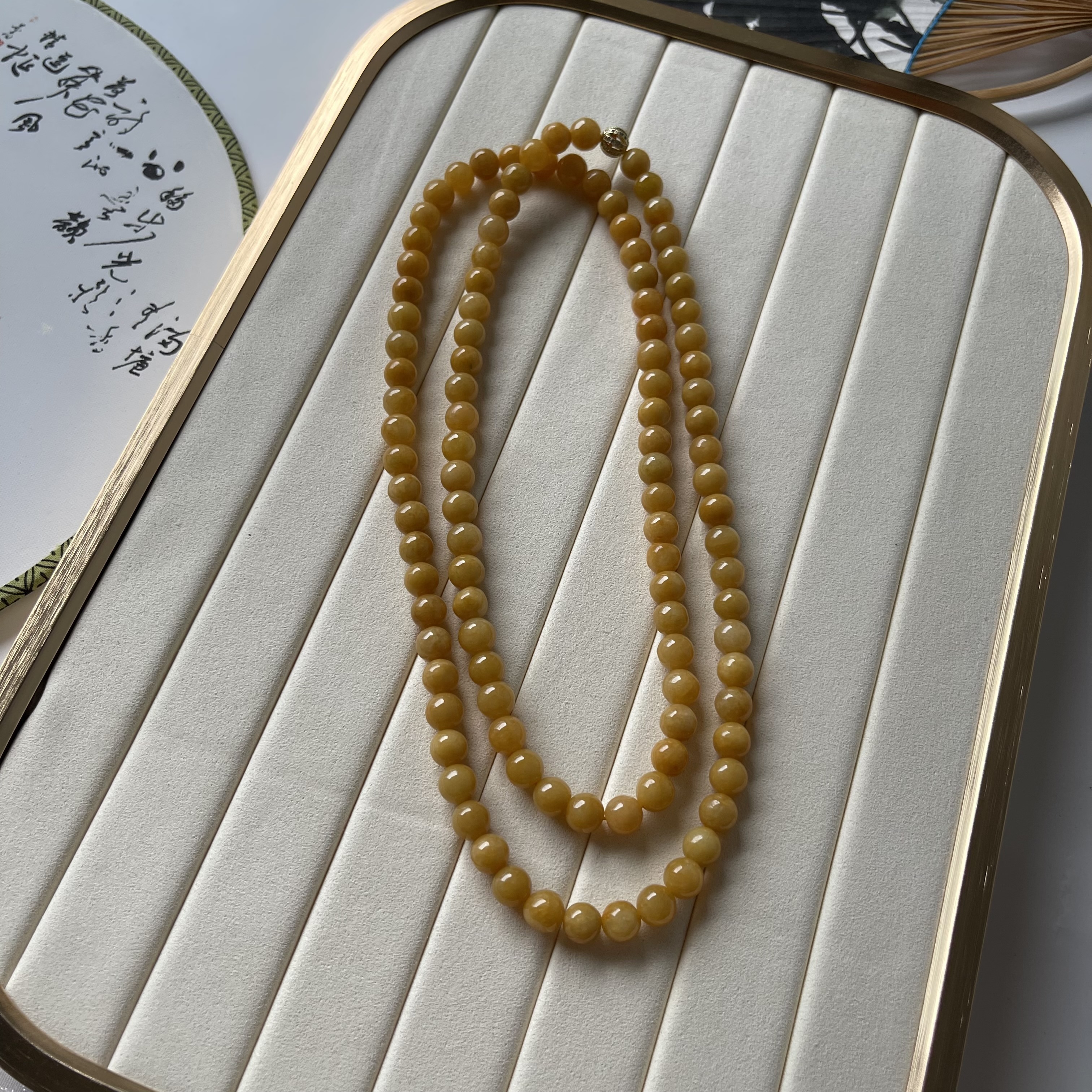 Yellow Jadeite Beads Bracelet or Necklace (PJA00098)