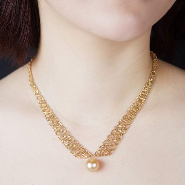 Single Gold Pearl Lace Chain Necklace or Choker (PPE00008)