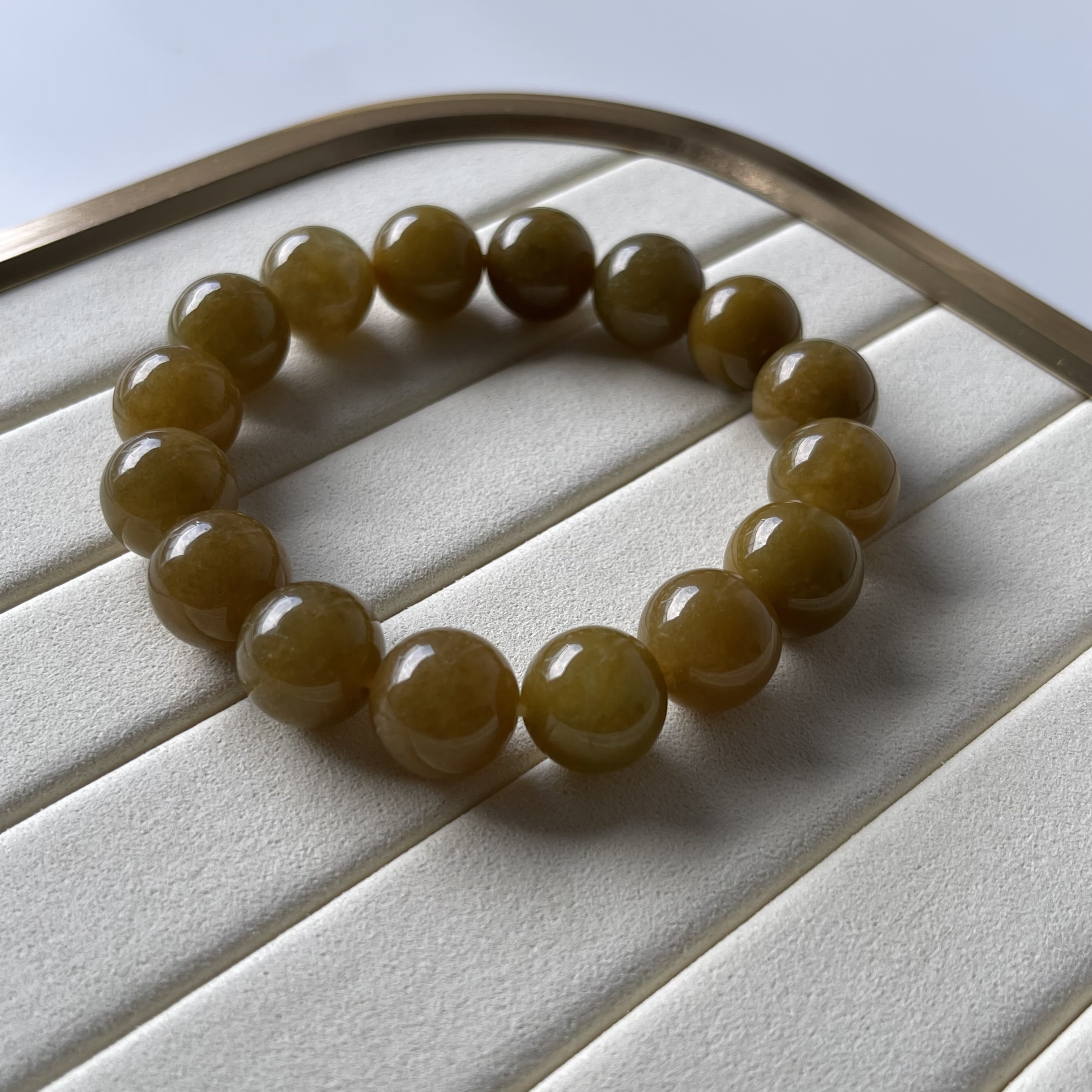 Yellow Jadeite Beads Bracelet (PJA00115)