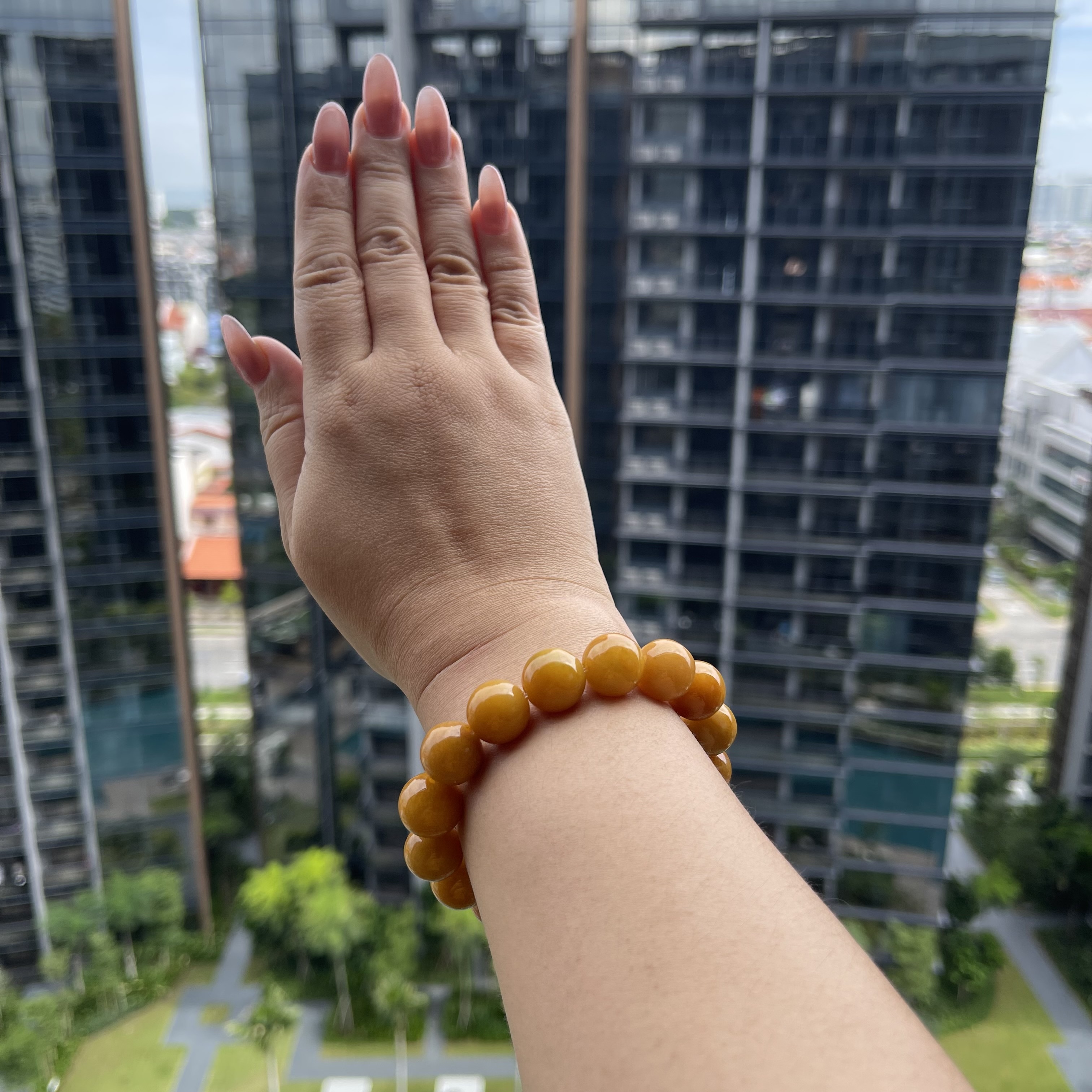Yellow Jadeite Beads Bracelet (PJA00101)