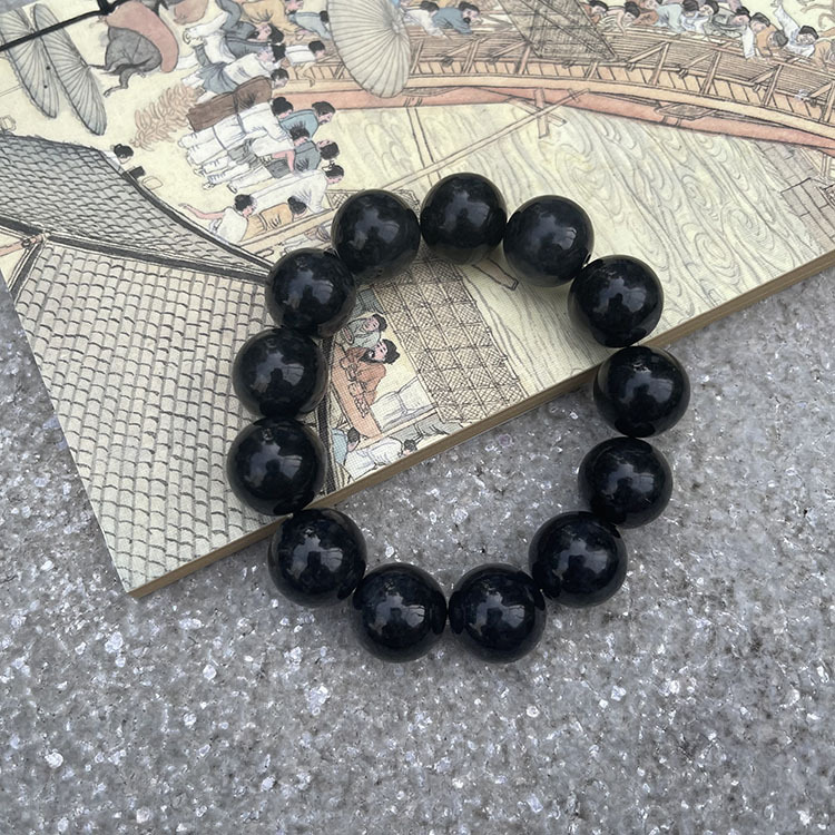 Black Jadeite Bracelet - Round Huge Beads (PJA00014)
