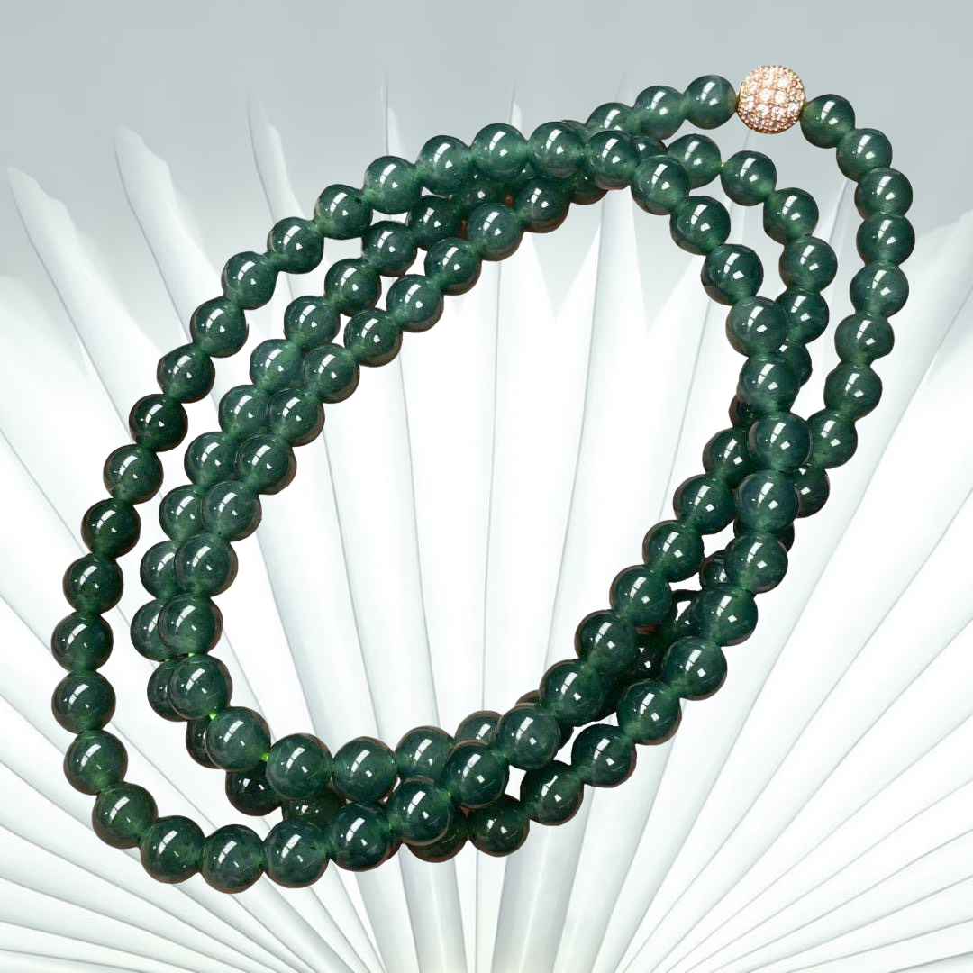 Bluish Green Jadeite Beads Bracelet or Necklace (PJA00183)