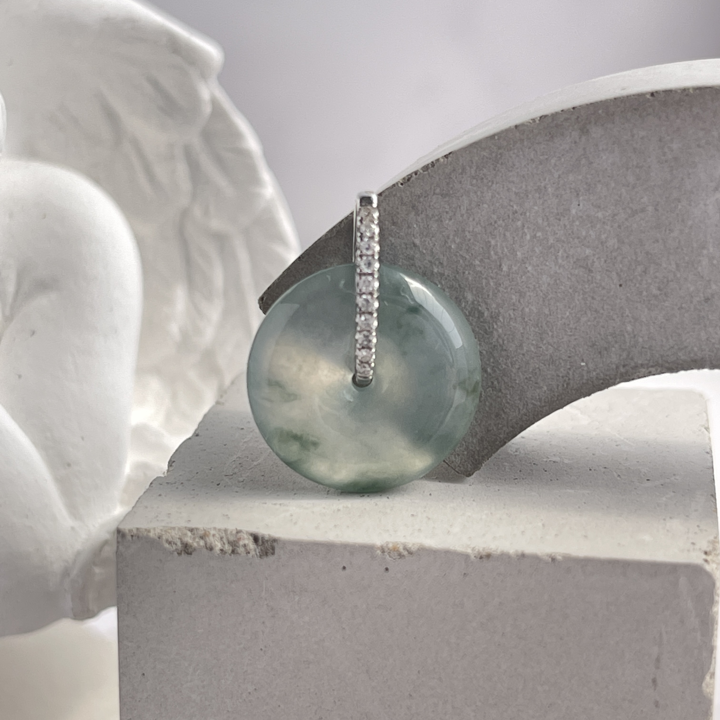 Icy Clear White with Green Patches Safety Coin (PJA00199)