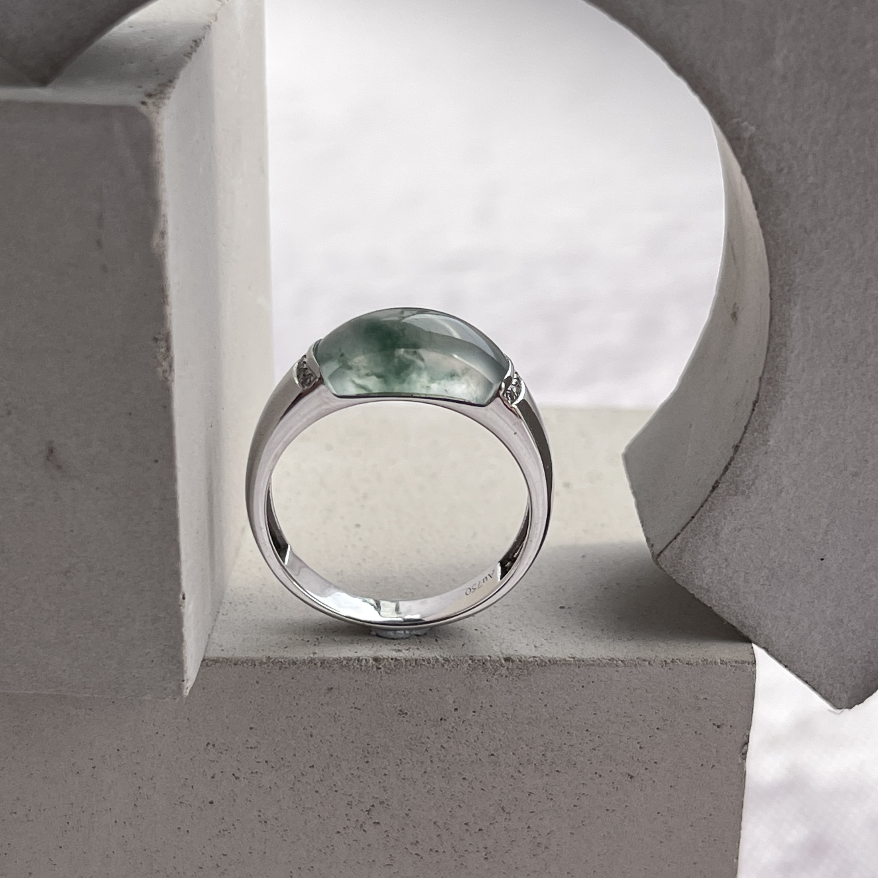 Glassy Variety Jade Saddle Ring (PJA00200) 