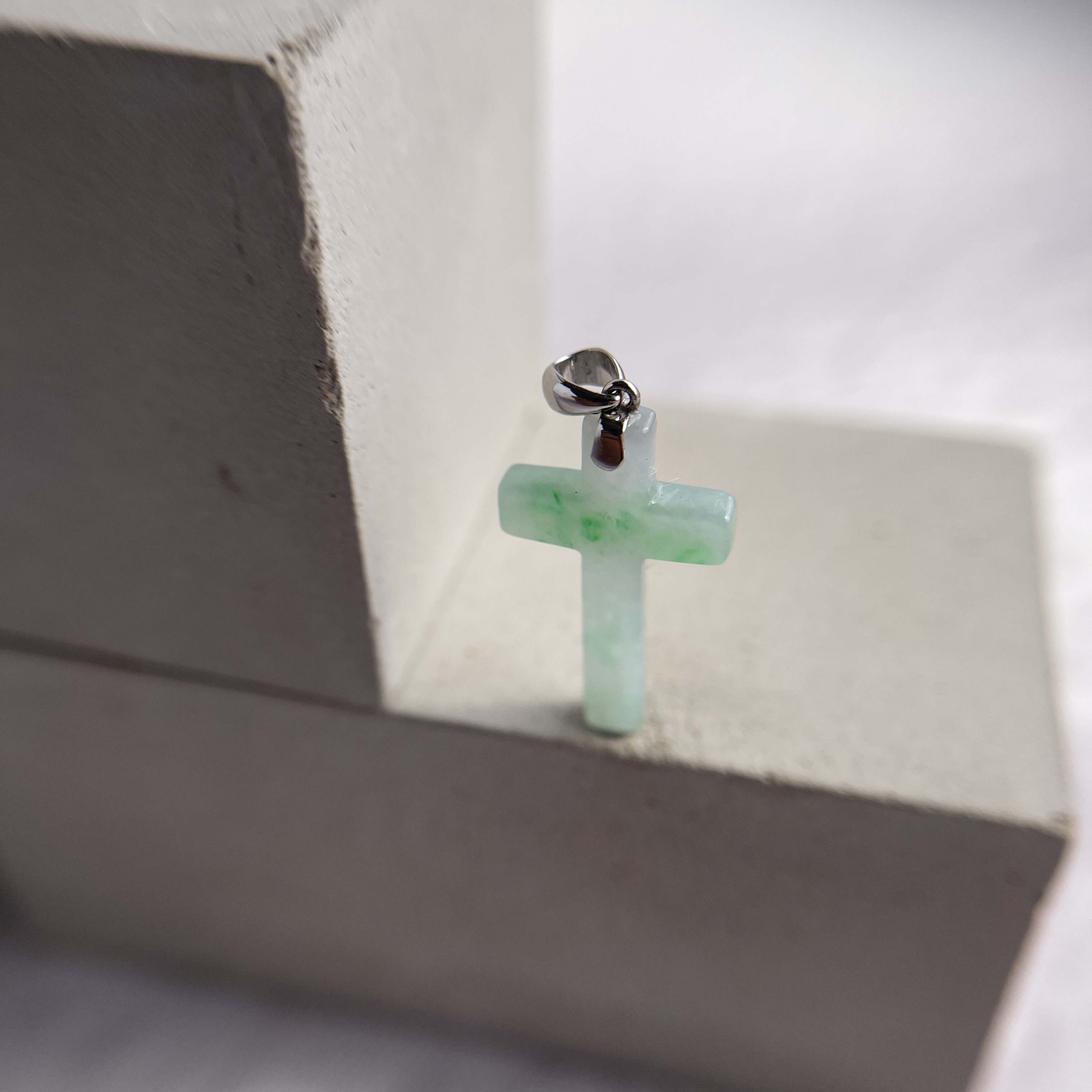 Mint Green Jadeite Cross Charm (PJA00198)