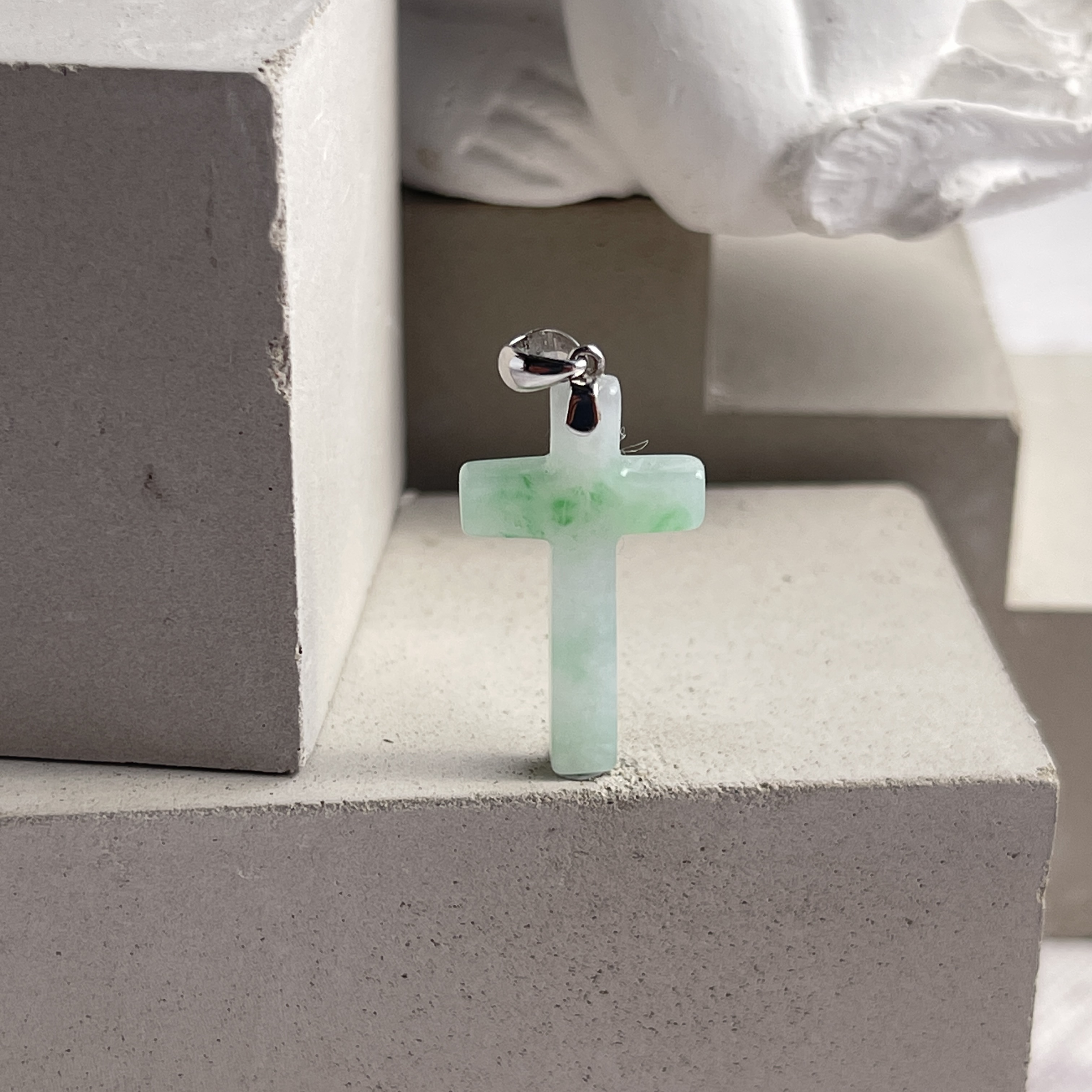 Mint Green Jadeite Cross Charm (PJA00198)