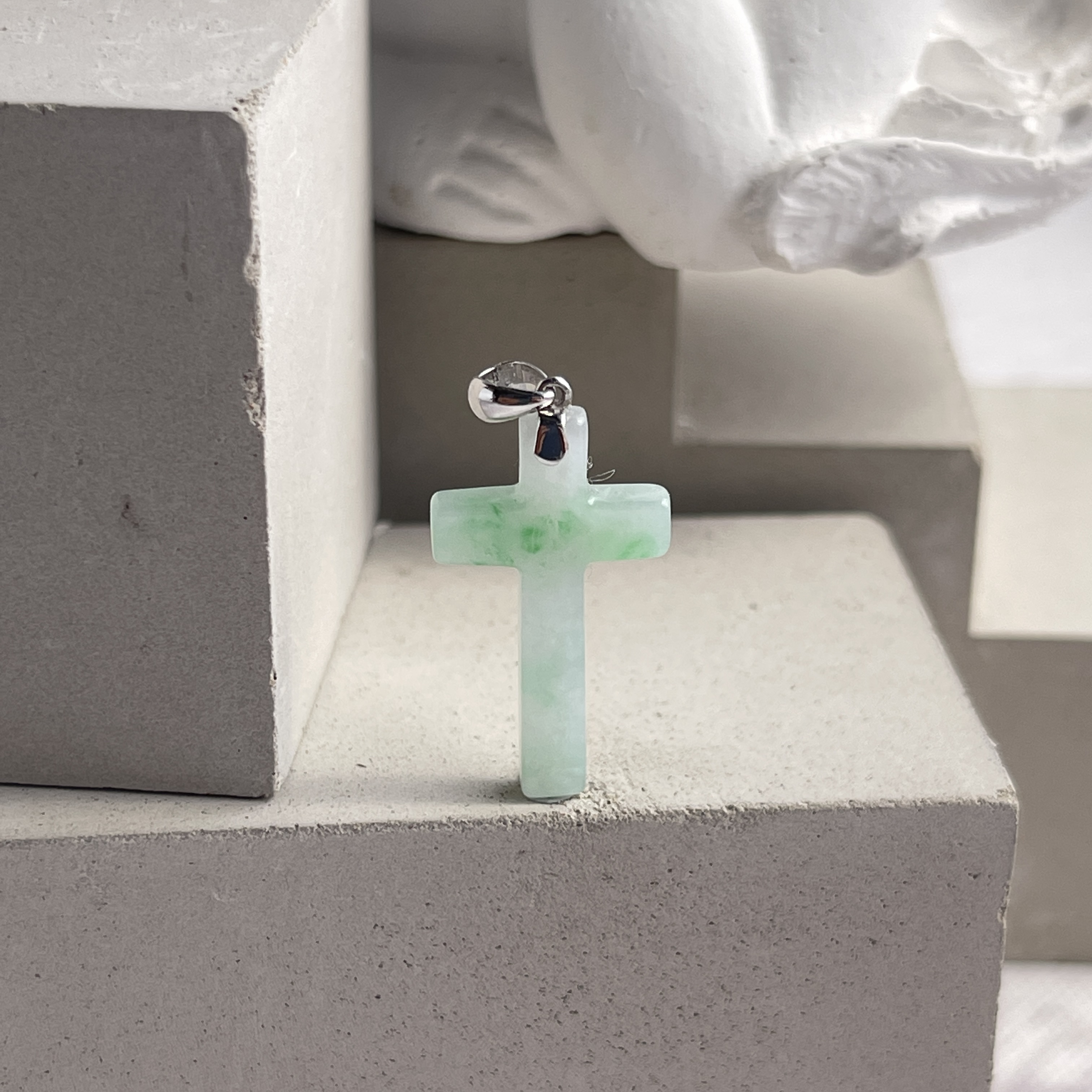 Mint Green Jadeite Cross Charm (PJA00198)