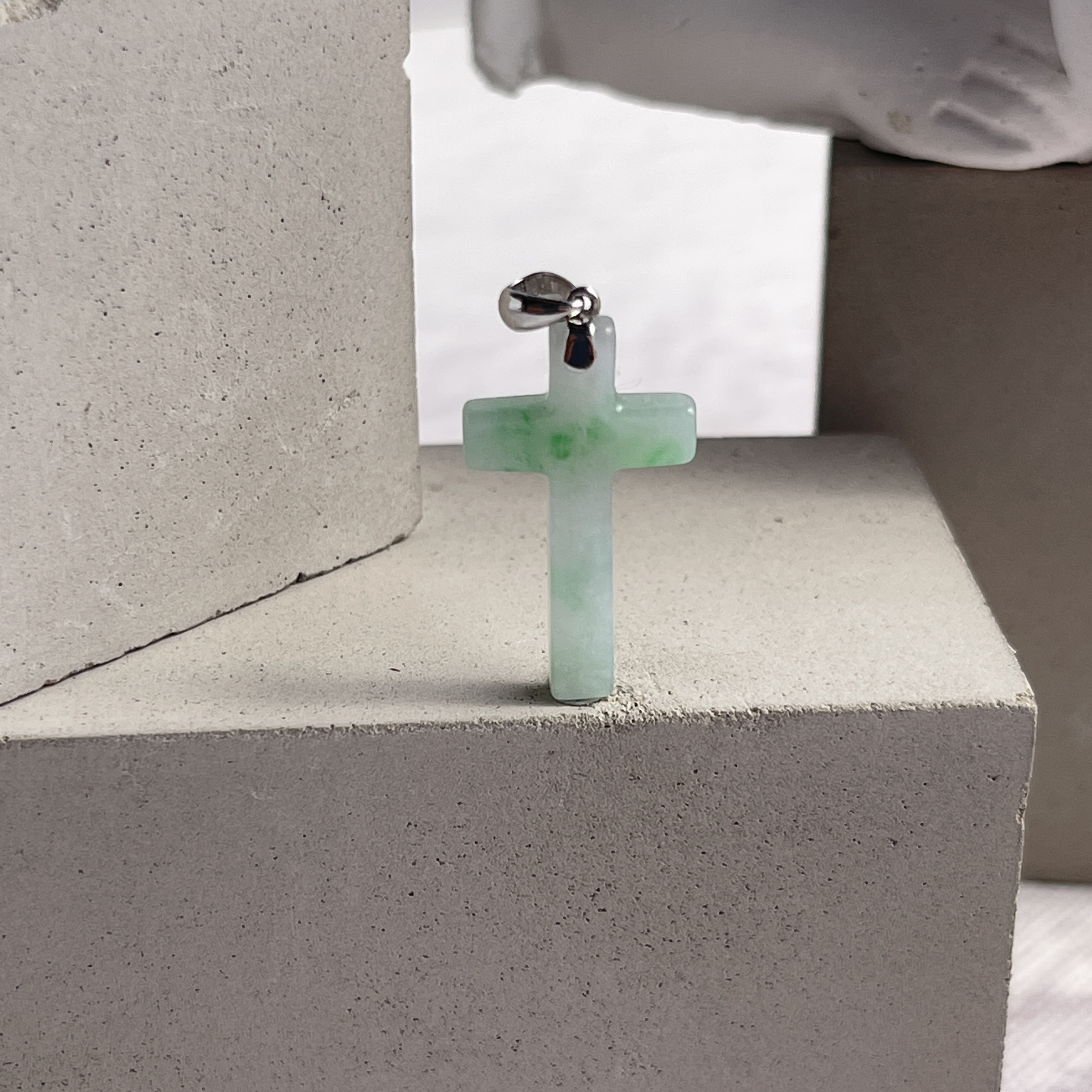 Mint Green Jadeite Cross Charm (PJA00198)
