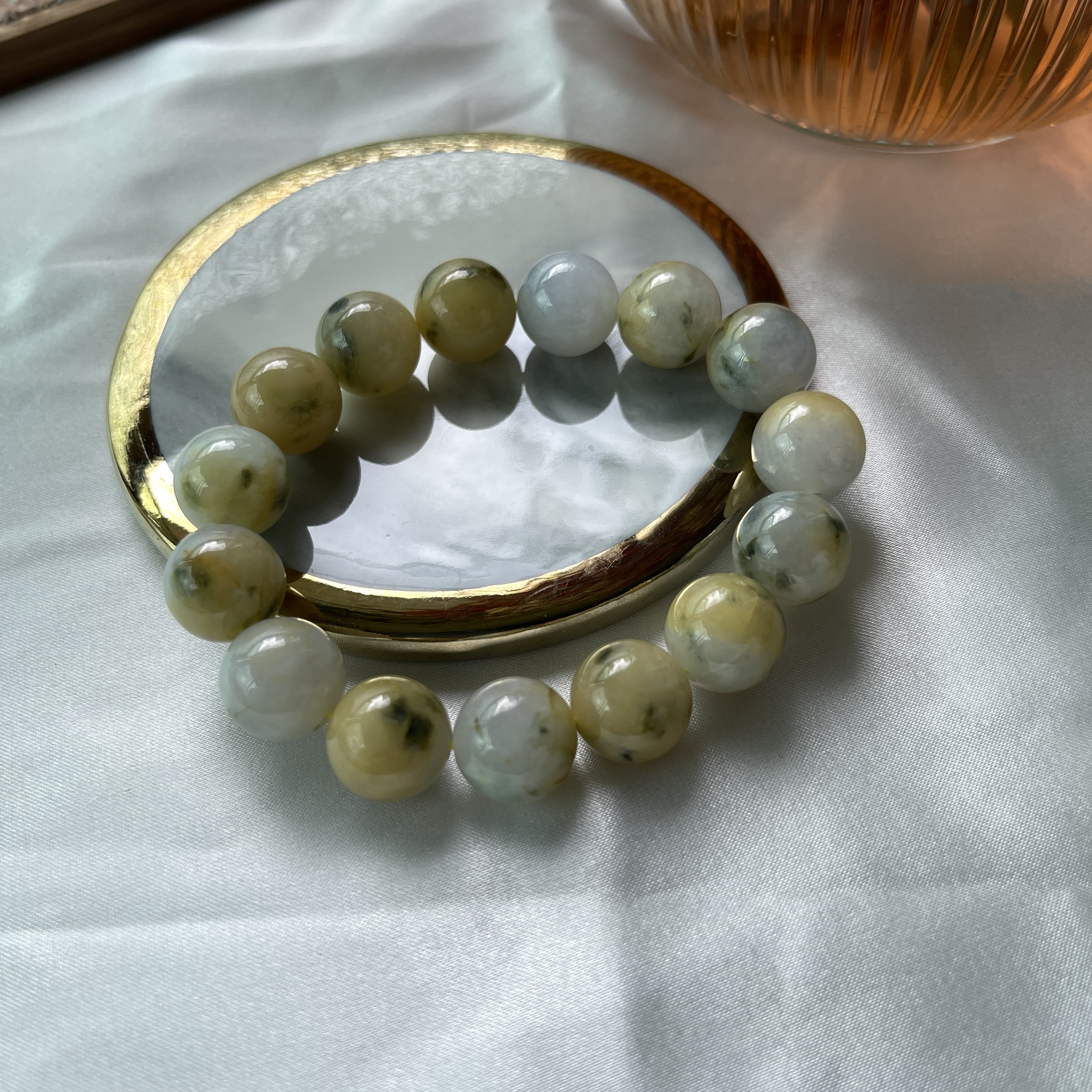 Scenic Yellow White Jade Bracelet (PJA00138) 