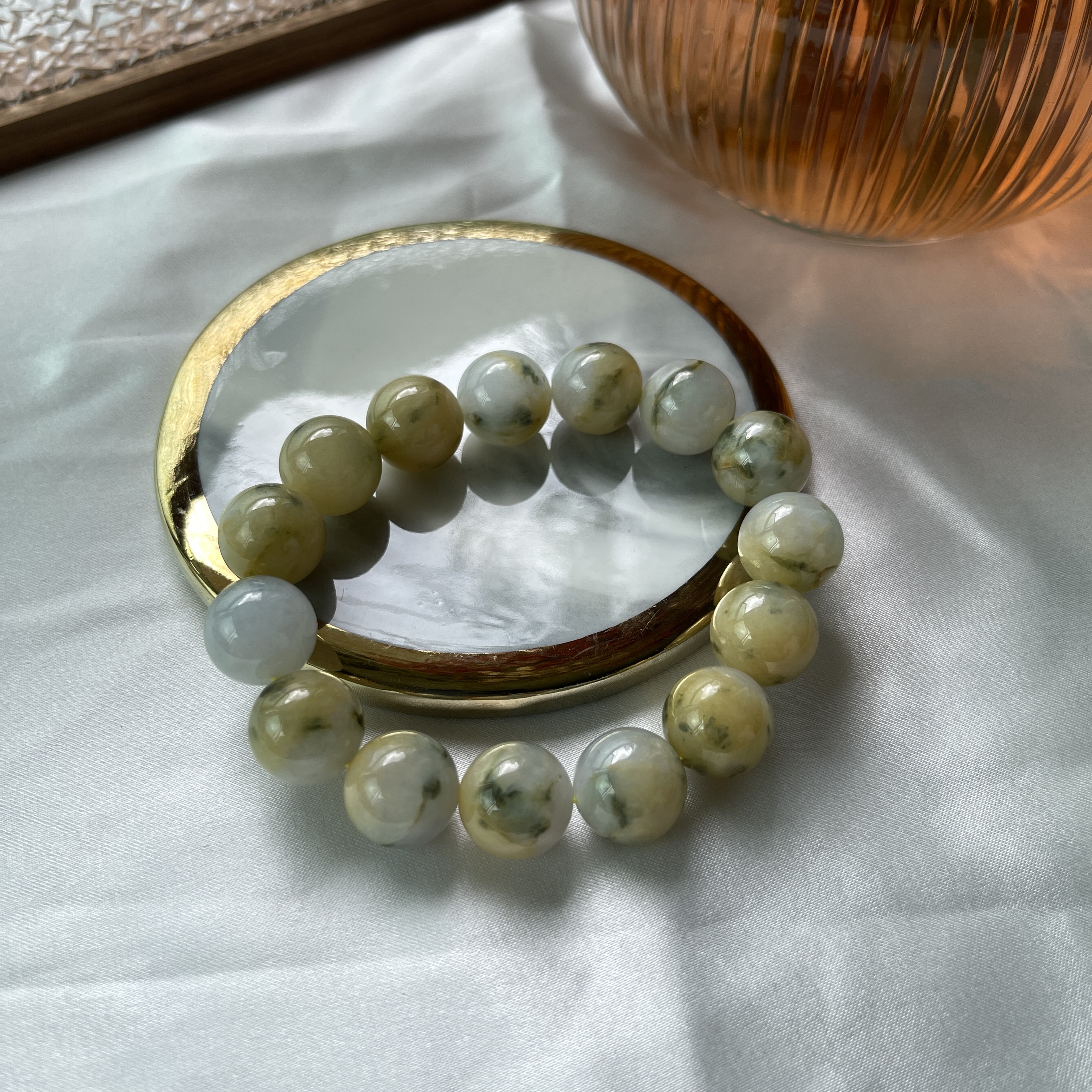 Scenic Yellow White Jade Bracelet (PJA00138) 