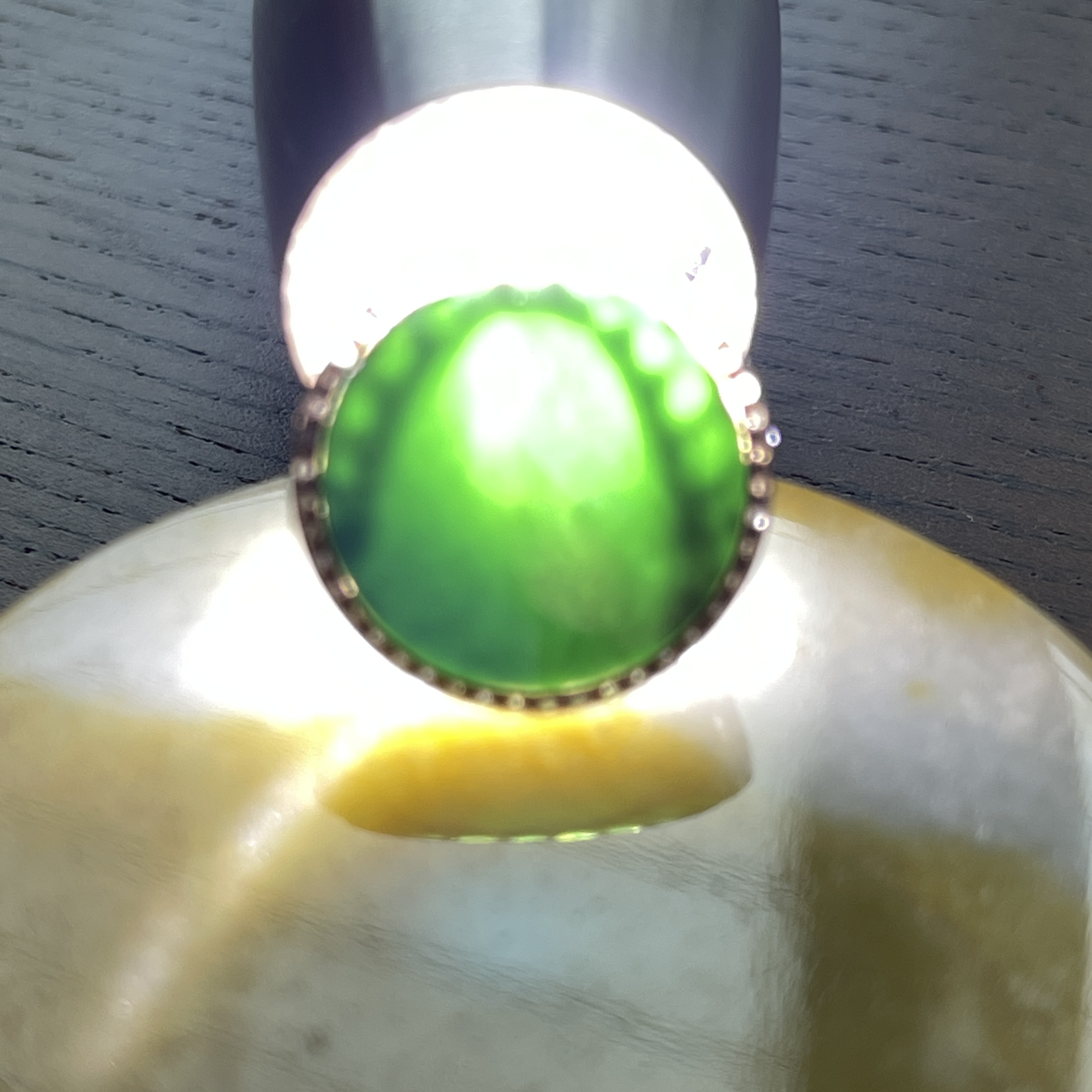 18K Rose Gold Omphacite Round Ring (PJA00080)