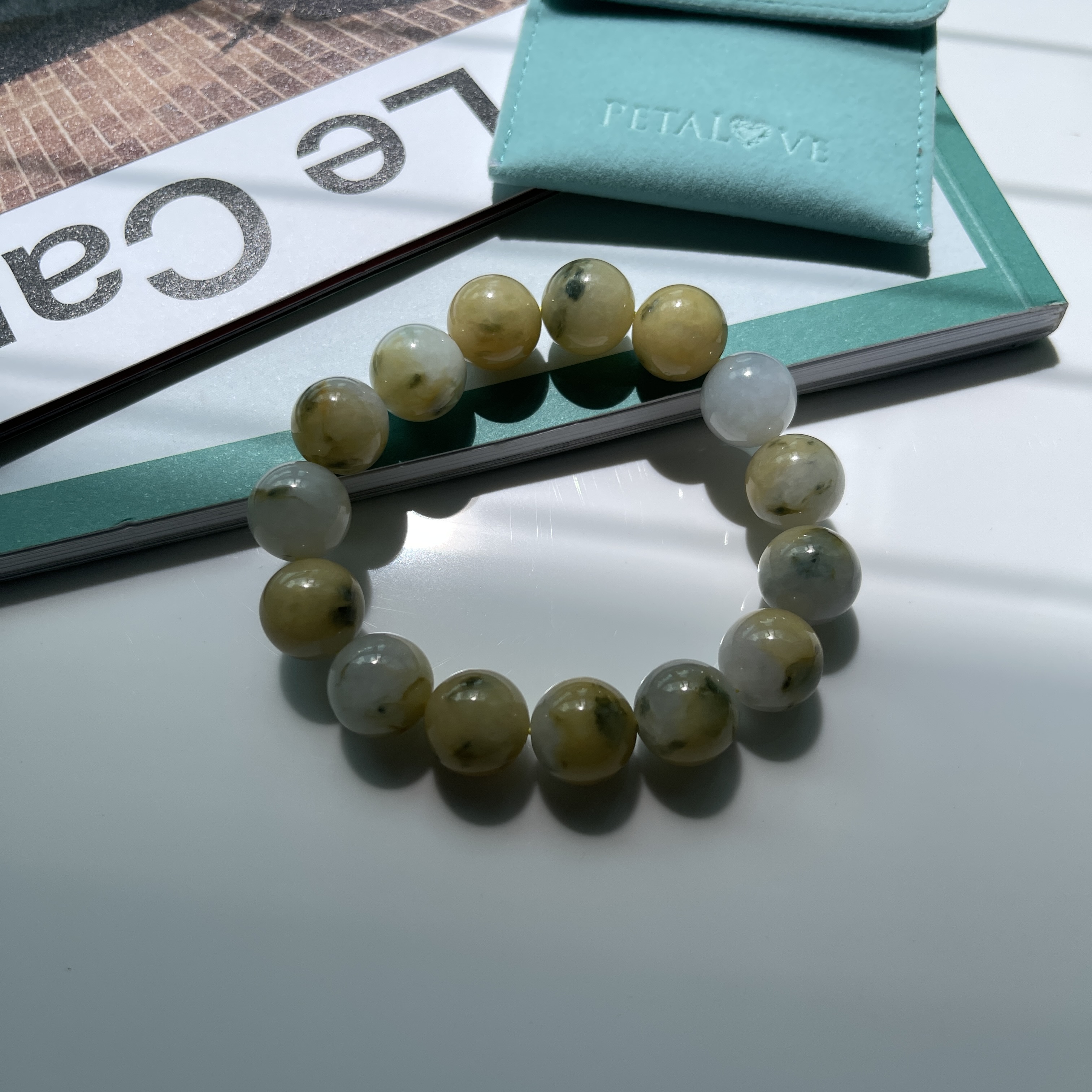 Scenic Yellow White Jade Bracelet (PJA00138) 