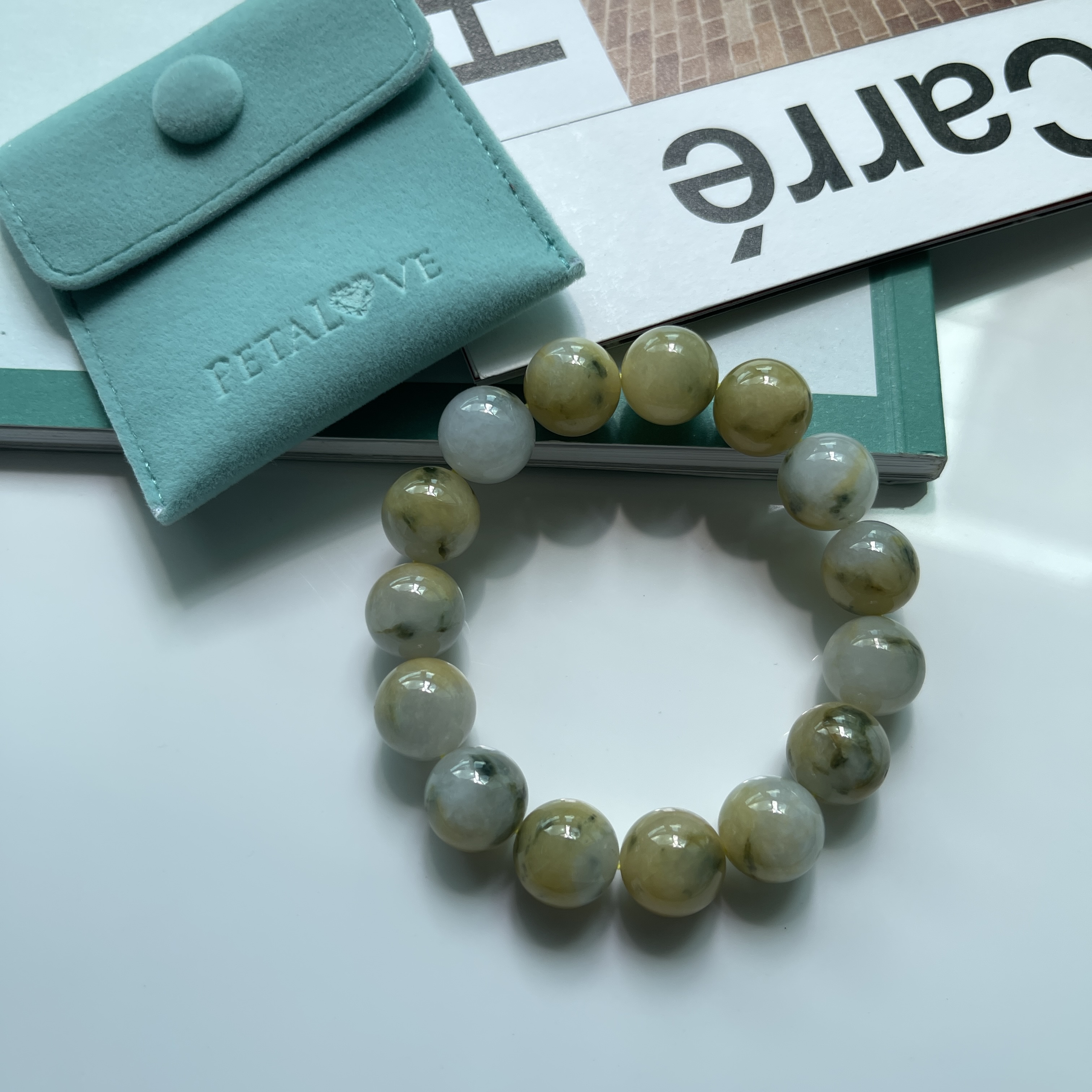 Scenic Yellow White Jade Bracelet (PJA00138) 