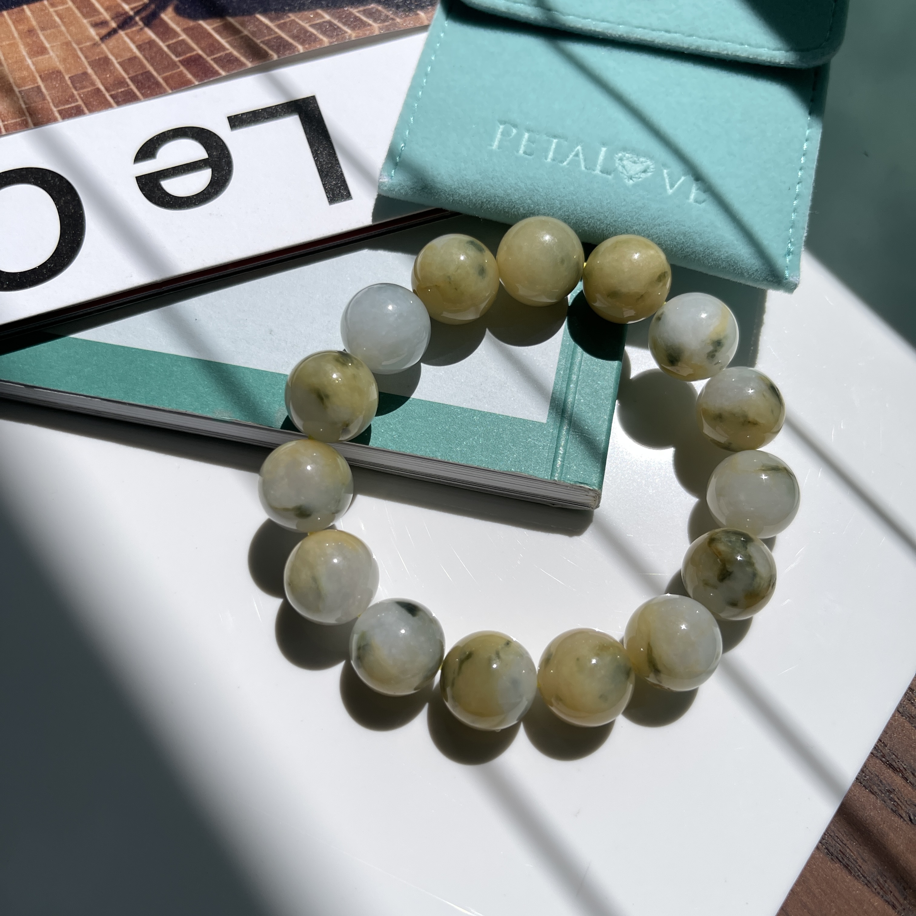 Scenic Yellow White Jade Bracelet (PJA00138) 
