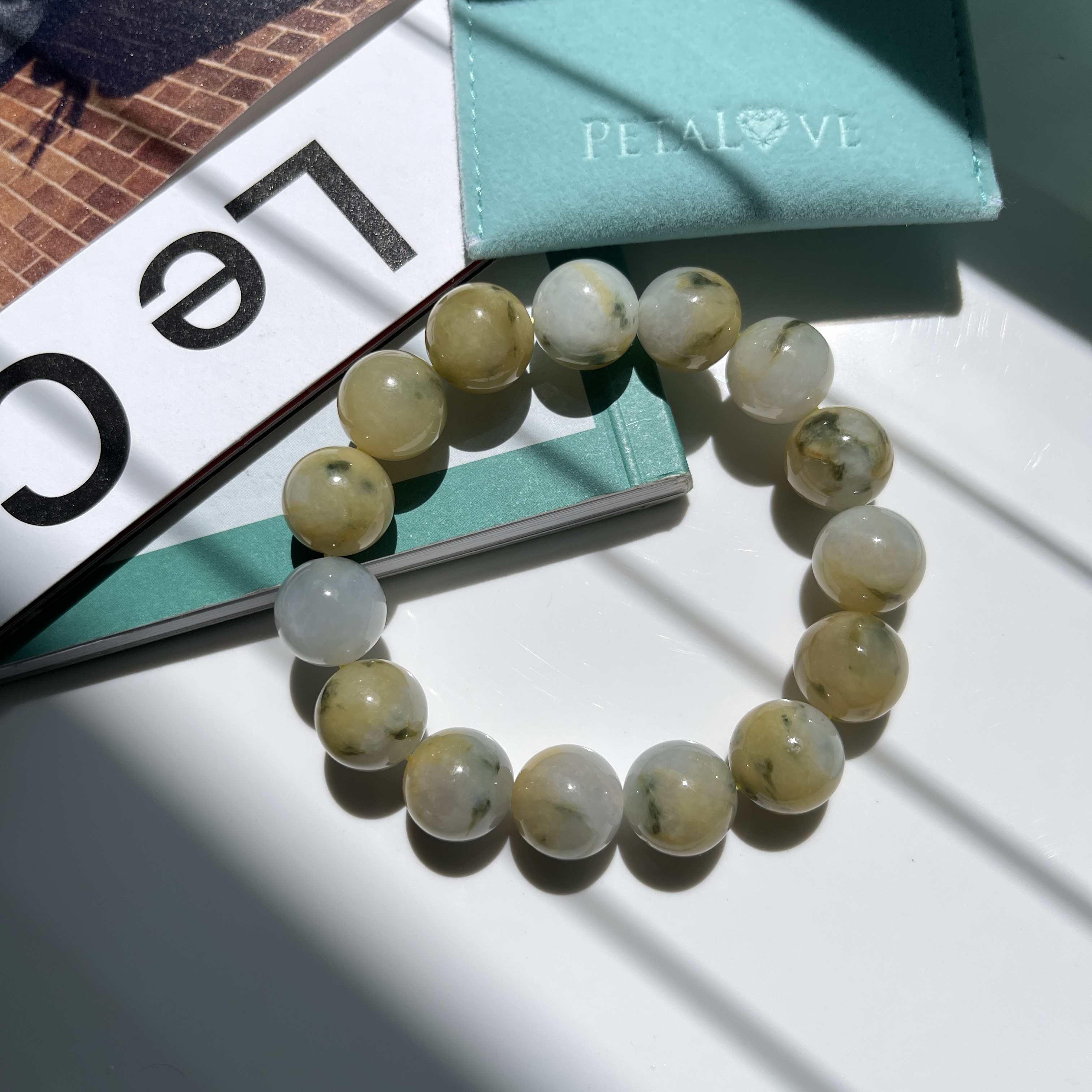 Scenic Yellow White Jade Bracelet (PJA00138) 