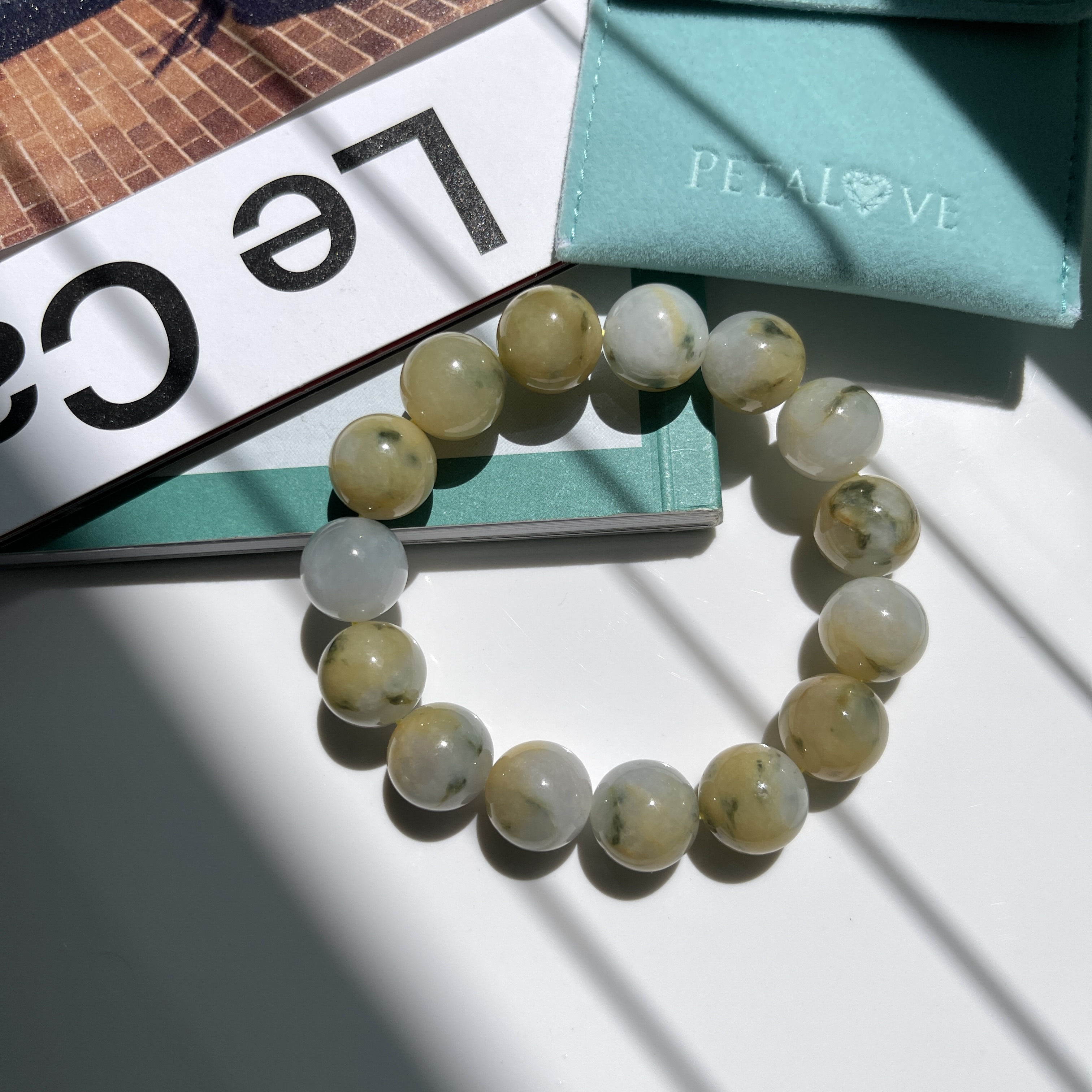 Scenic Yellow White Jade Bracelet (PJA00138) 