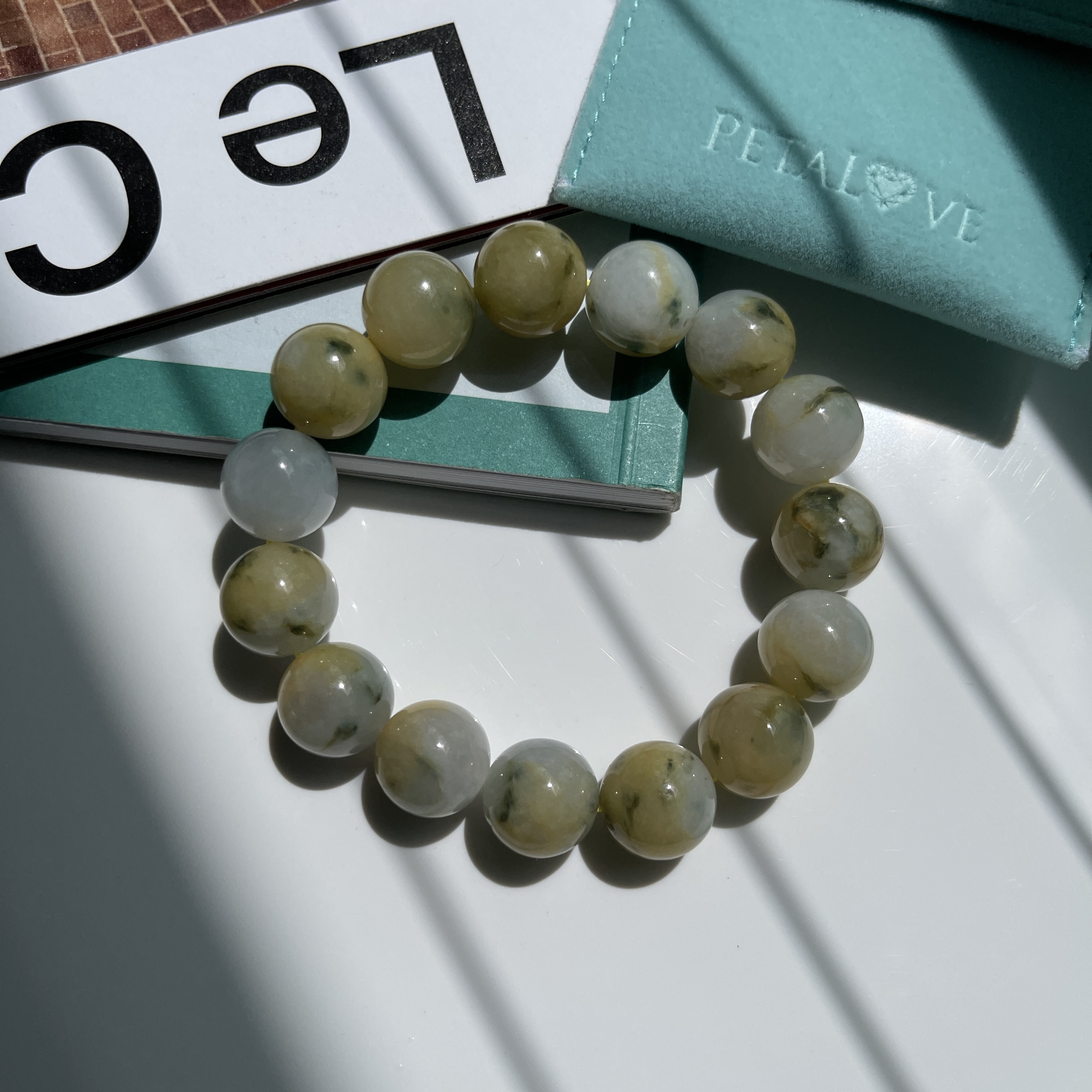 Scenic Yellow White Jade Bracelet (PJA00138) 