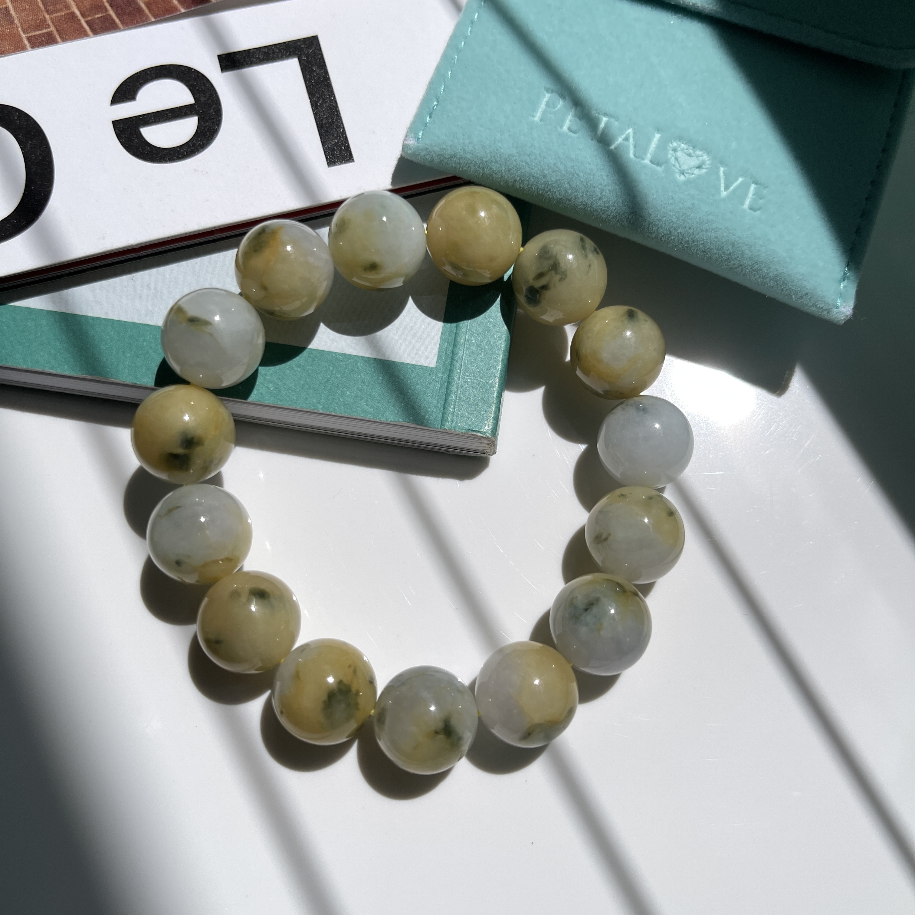 Scenic Yellow White Jade Bracelet (PJA00138) 