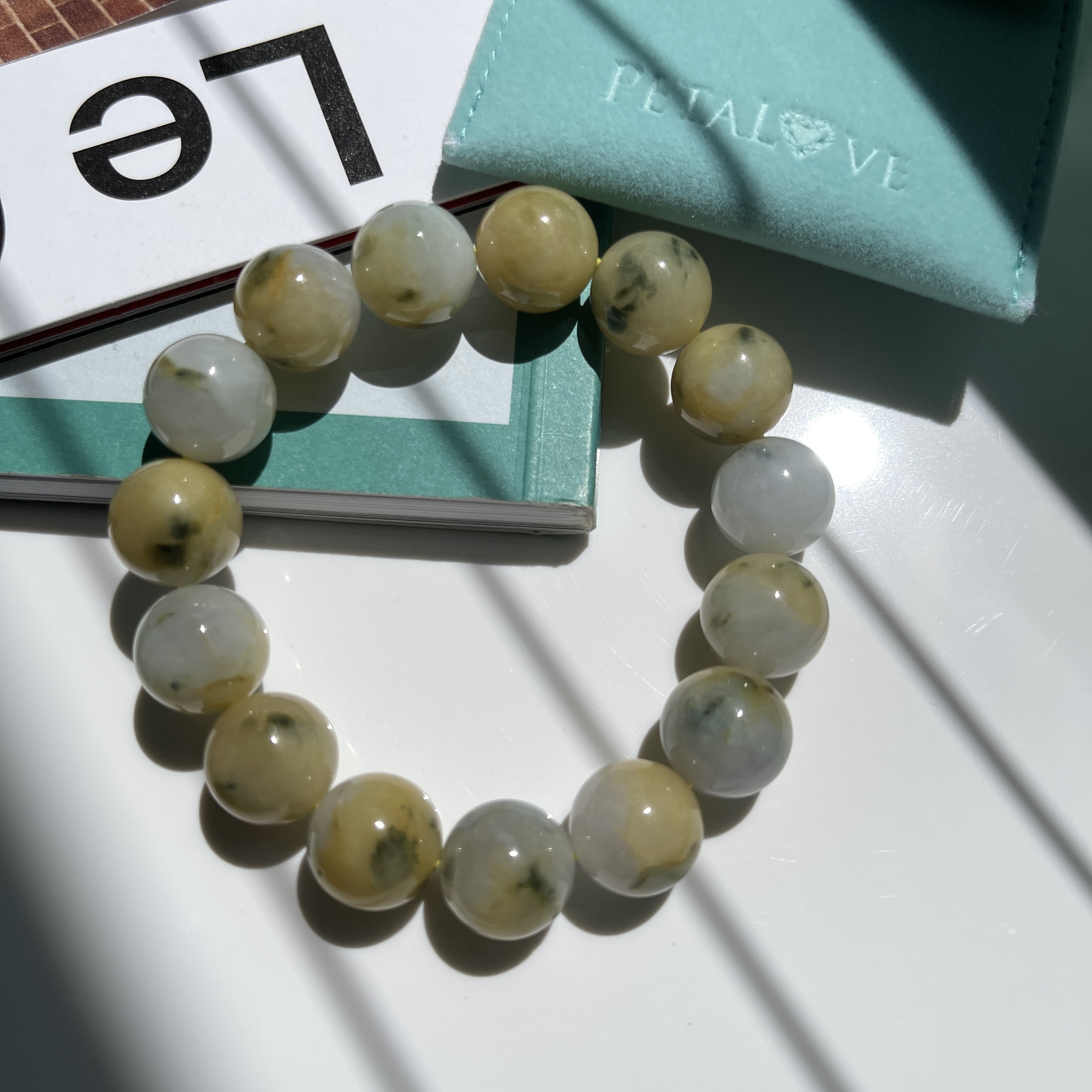 Scenic Yellow White Jade Bracelet (PJA00138) 