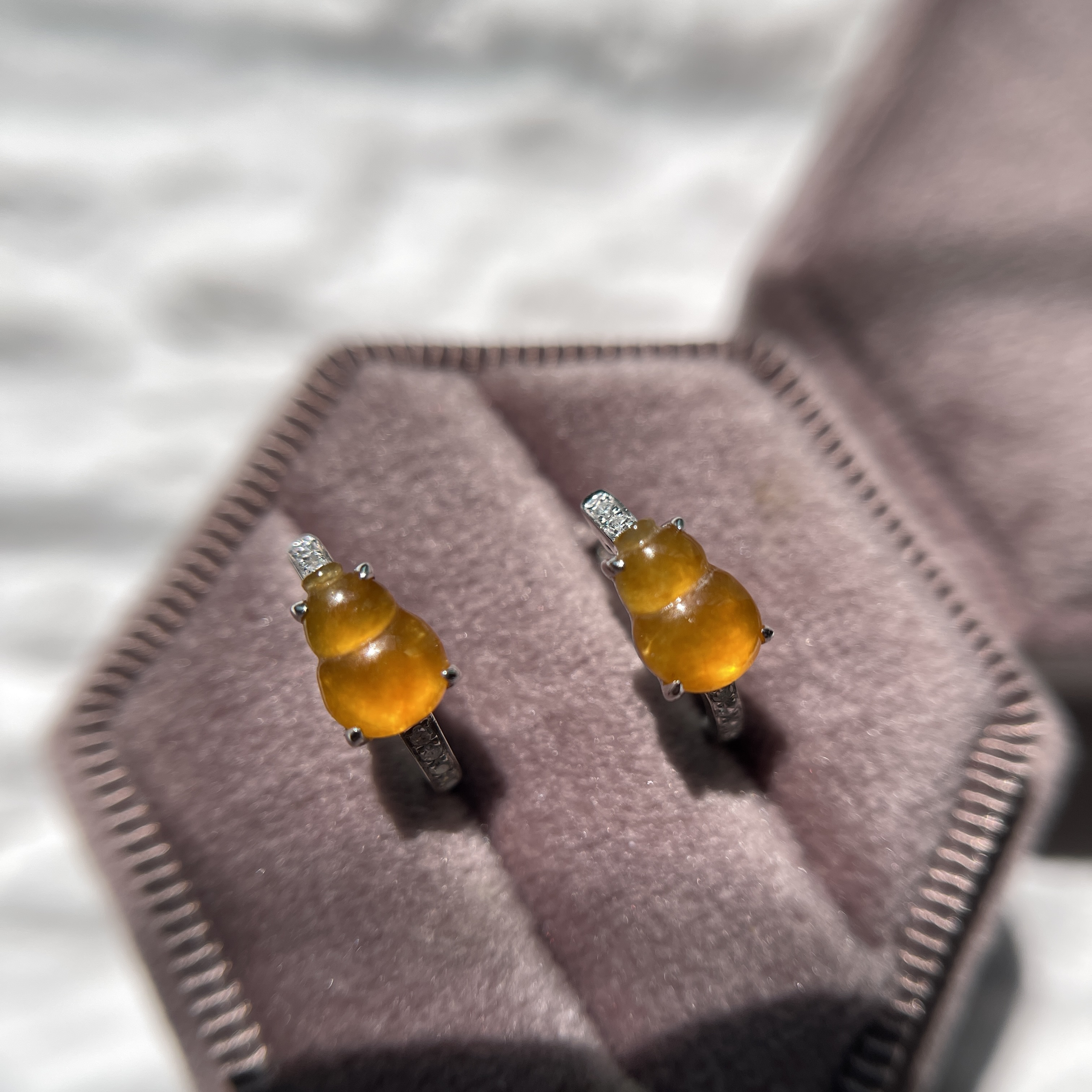 18K Orange Calabash or Hulu Huggie Earrings (PJA00143)