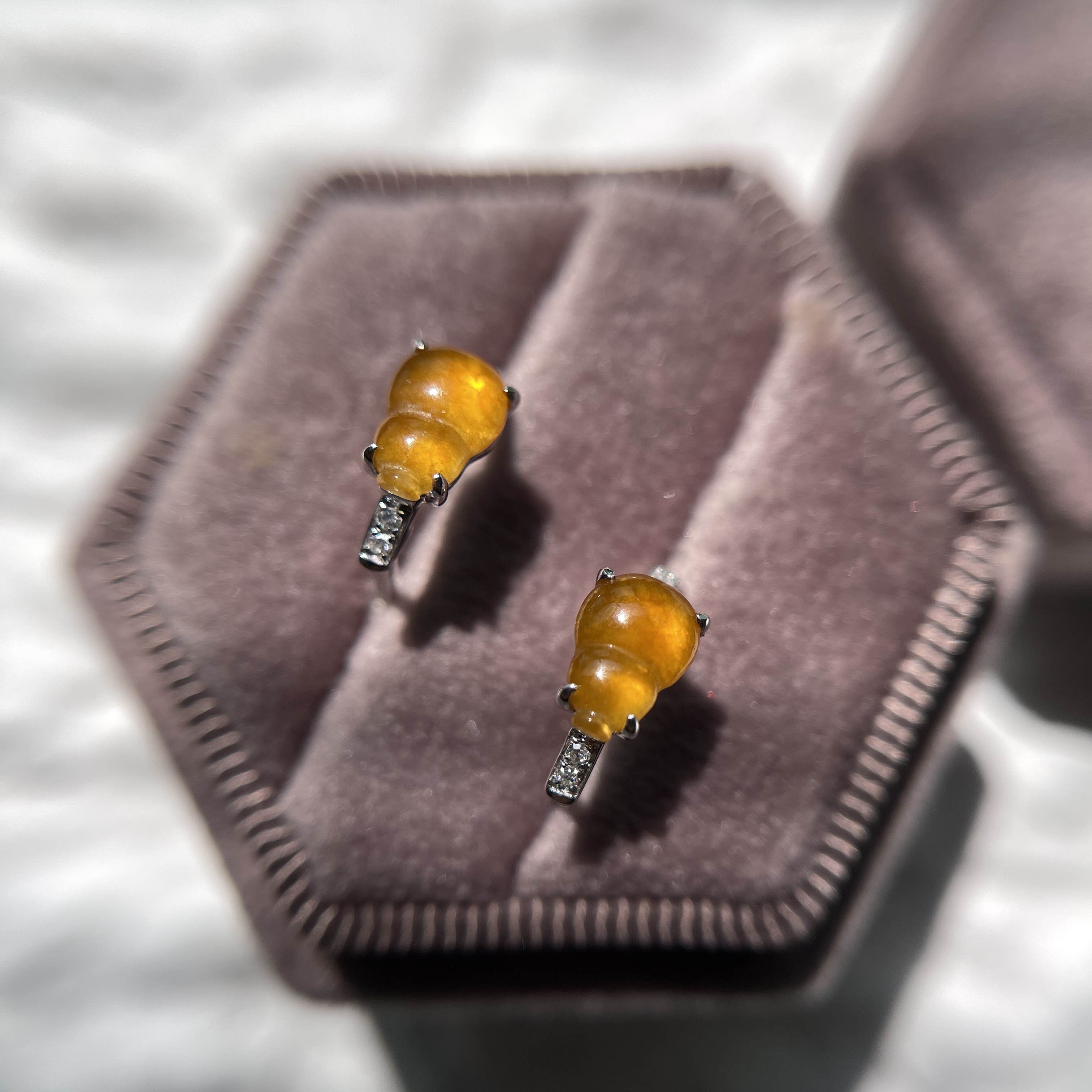 18K Orange Calabash or Hulu Huggie Earrings (PJA00143)