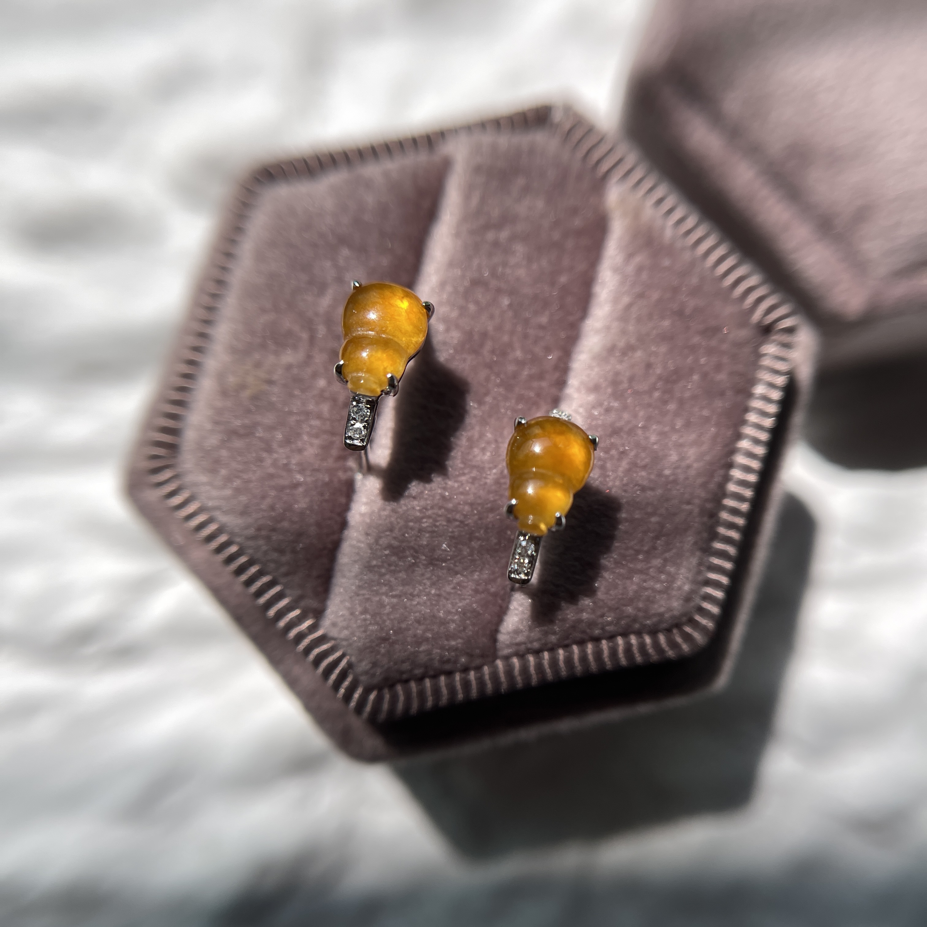 18K Orange Calabash or Hulu Huggie Earrings (PJA00143)