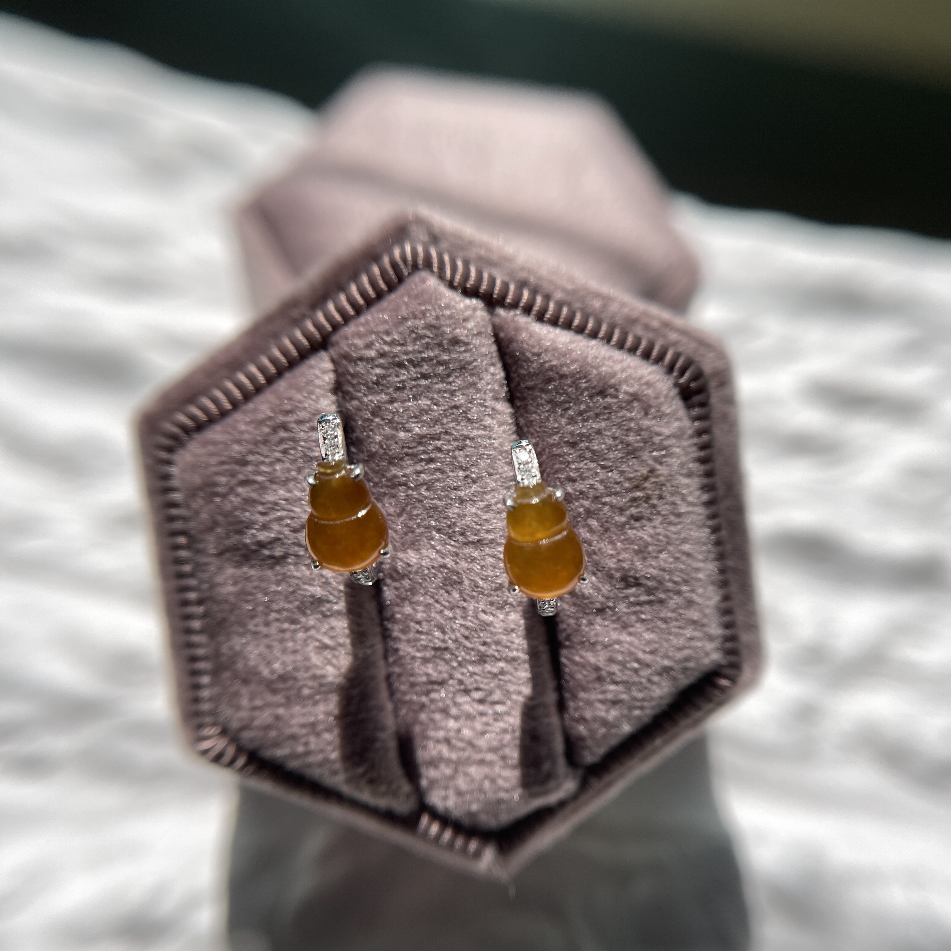 18K Orange Calabash or Hulu Huggie Earrings (PJA00143)