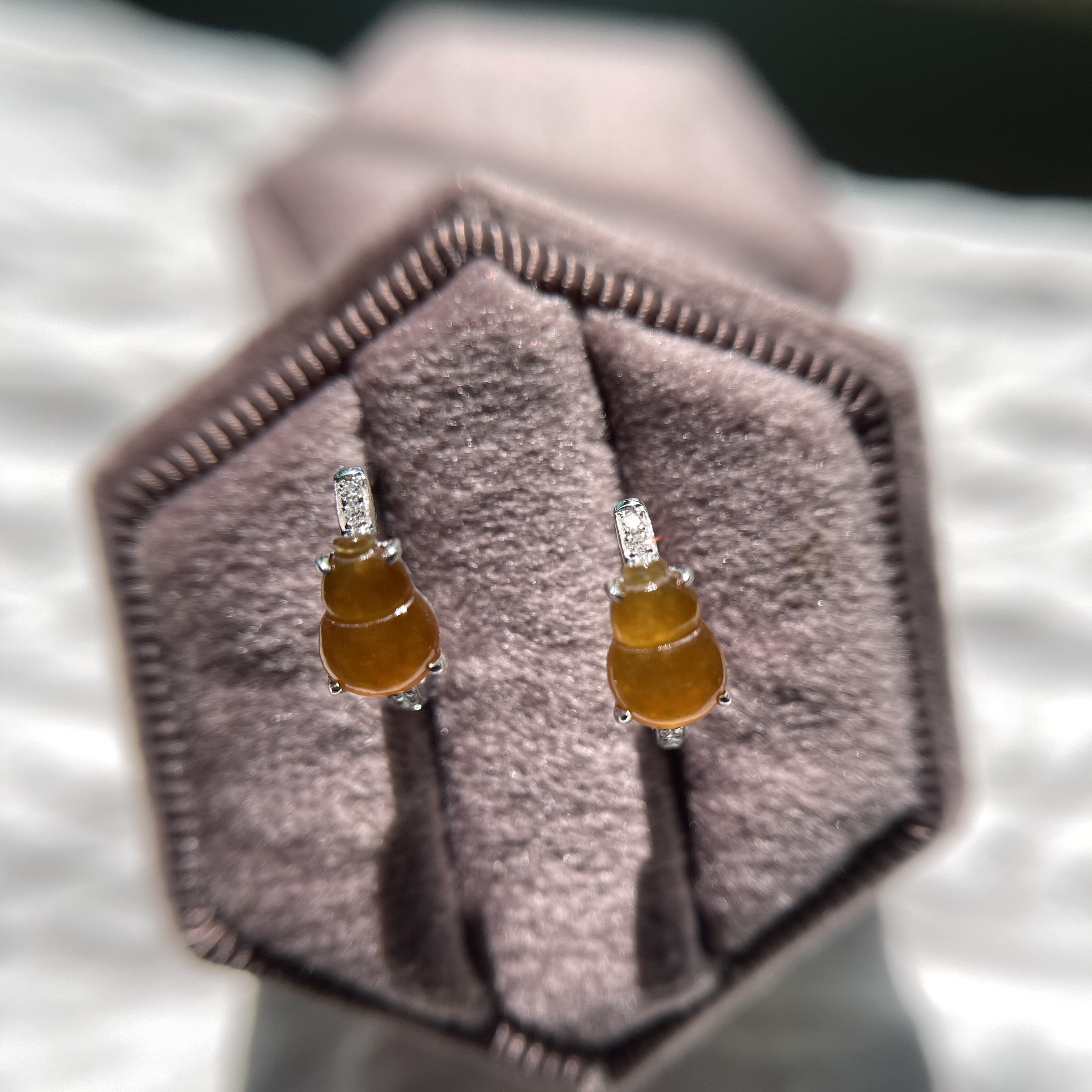 18K Orange Calabash or Hulu Huggie Earrings (PJA00143)