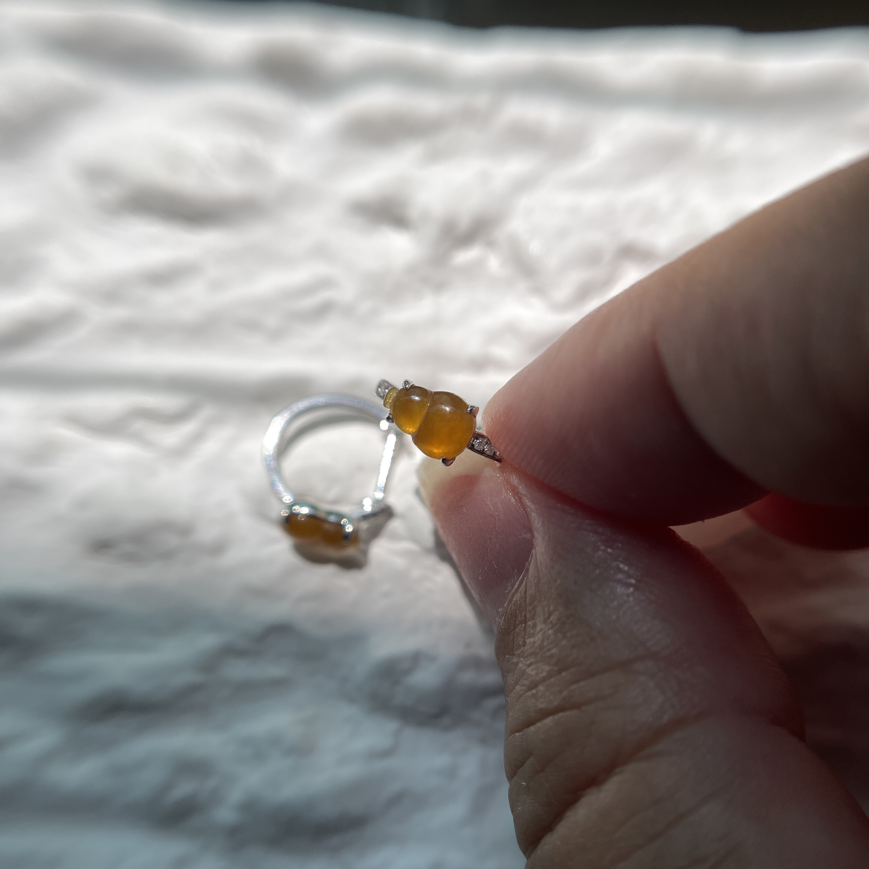 18K Orange Calabash or Hulu Huggie Earrings (PJA00143)