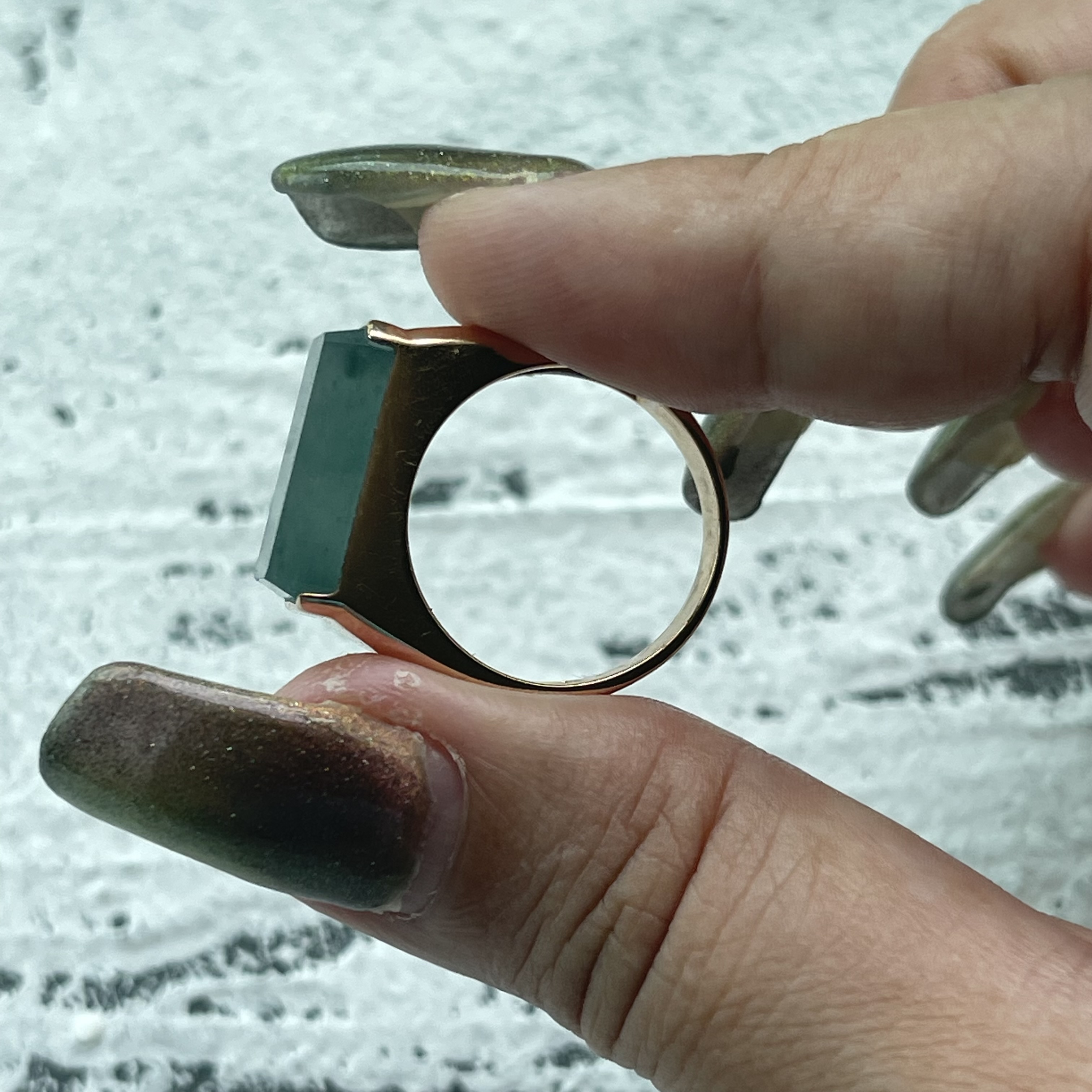 Bluish Jadeite Ring (PJA00123)