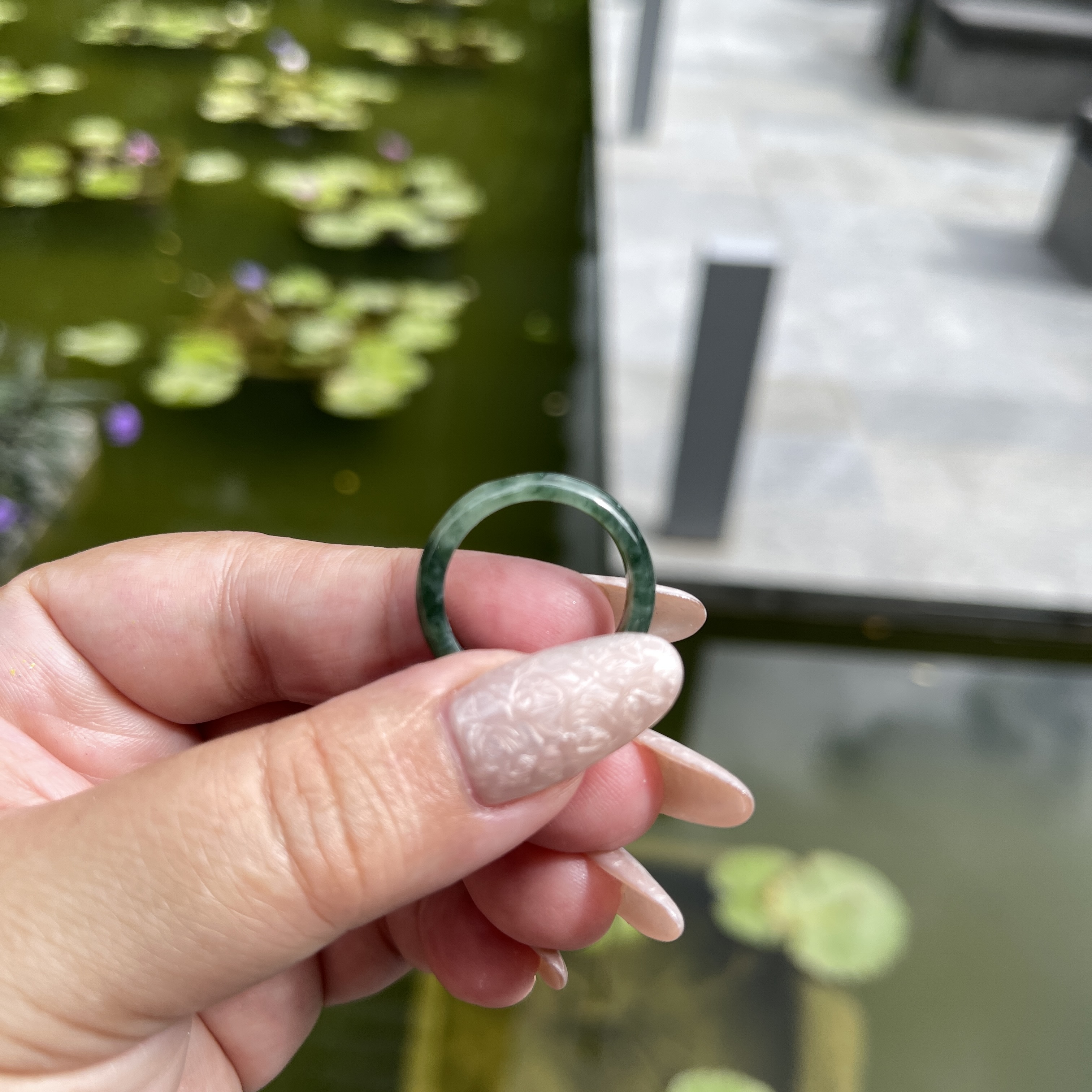 Green Jade Hololith Ring (PJA00157)
