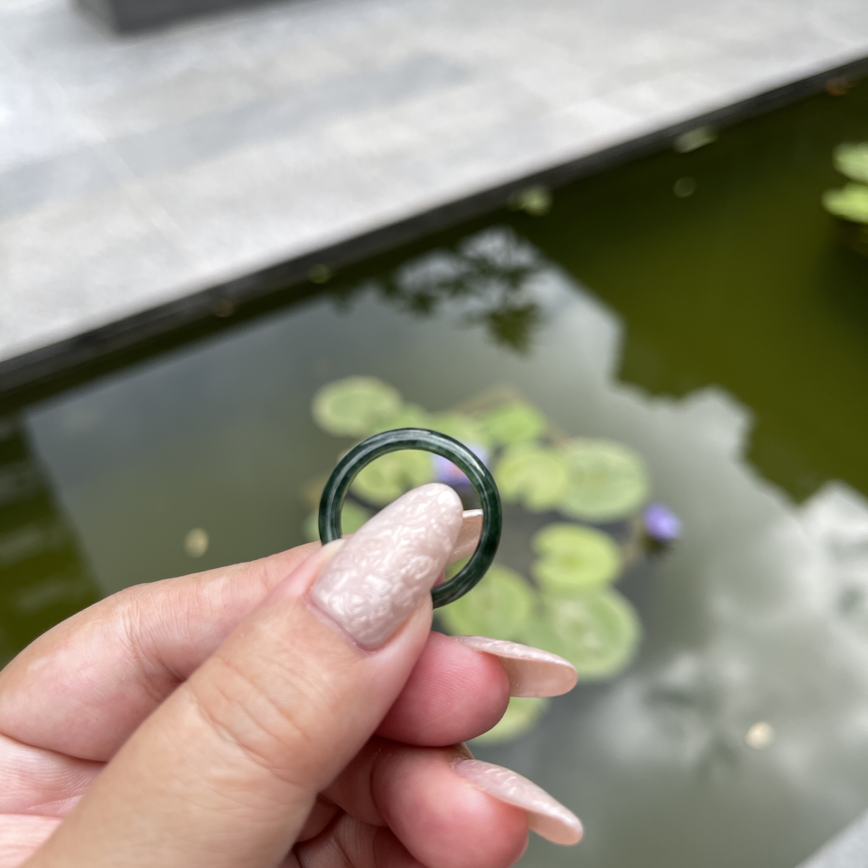 Green Jade Hololith Ring (PJA00157)