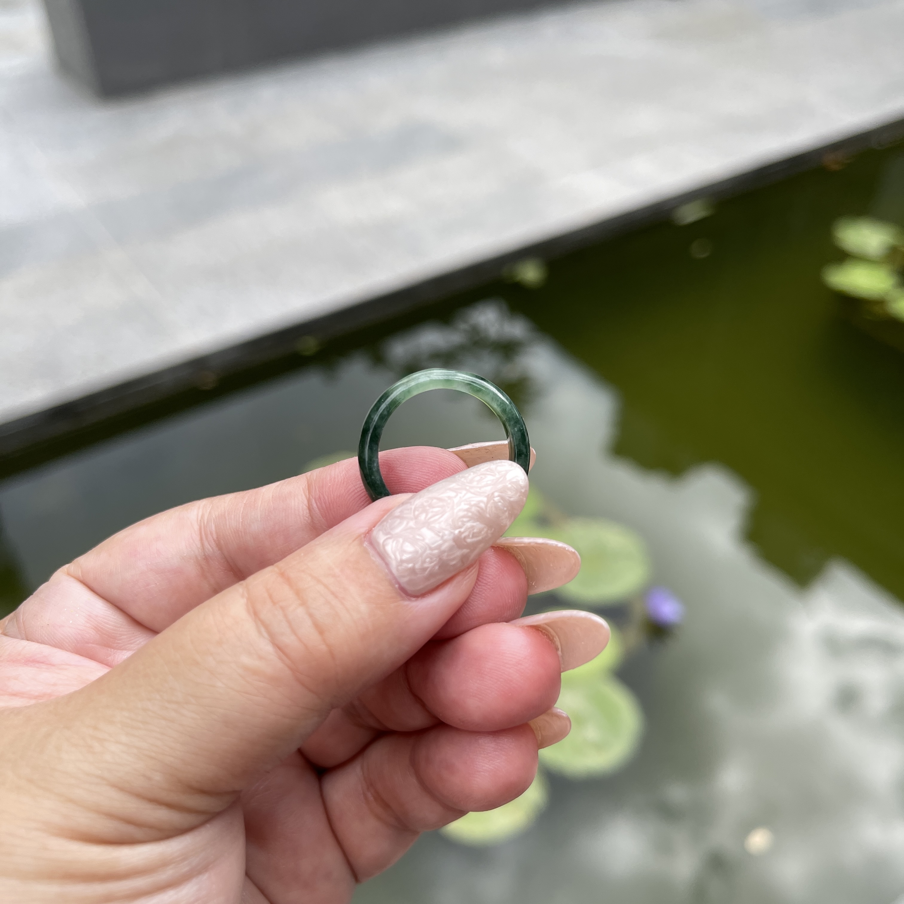 Green Jade Hololith Ring (PJA00157)