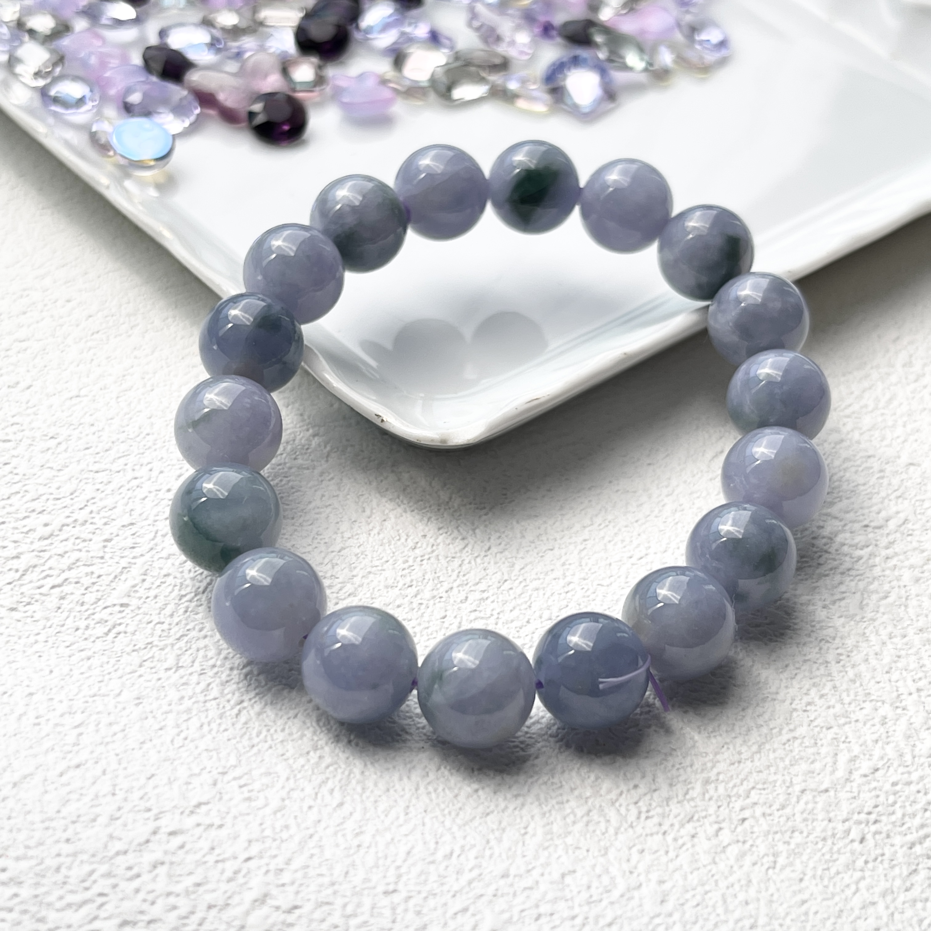 Light Lavender with Bluish Green Jade Bracelet (PJA00247) 