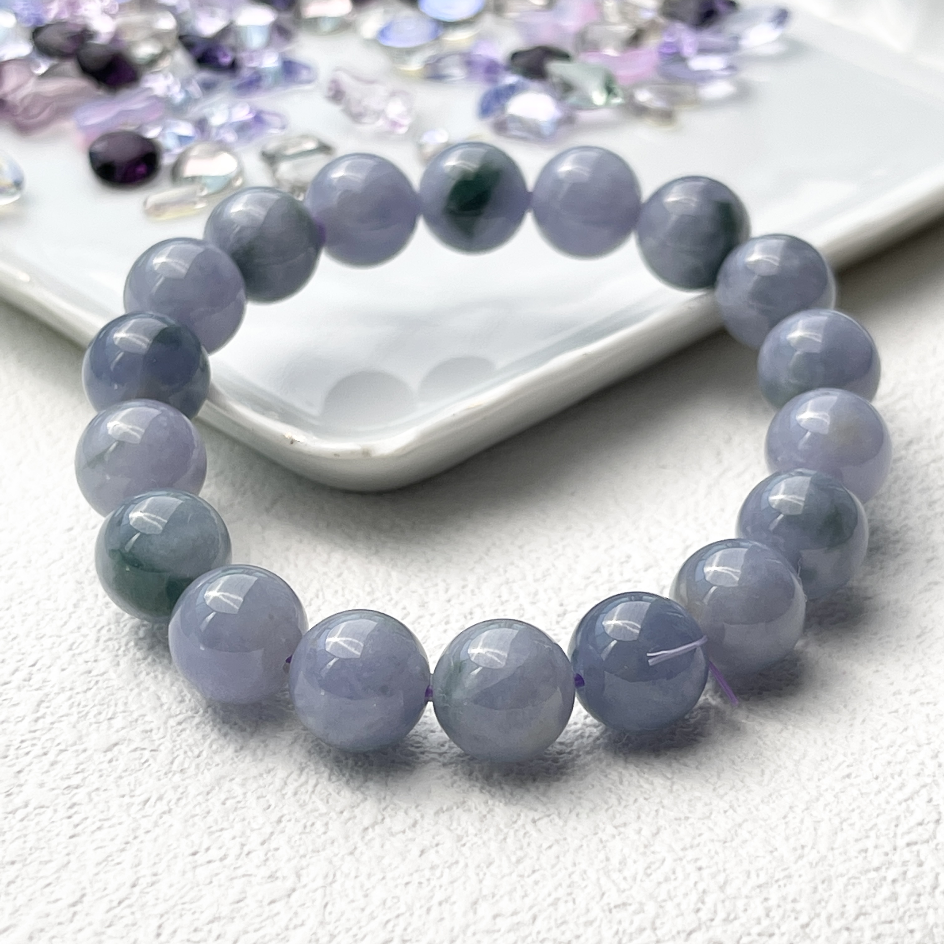 Light Lavender with Bluish Green Jade Bracelet (PJA00247) 