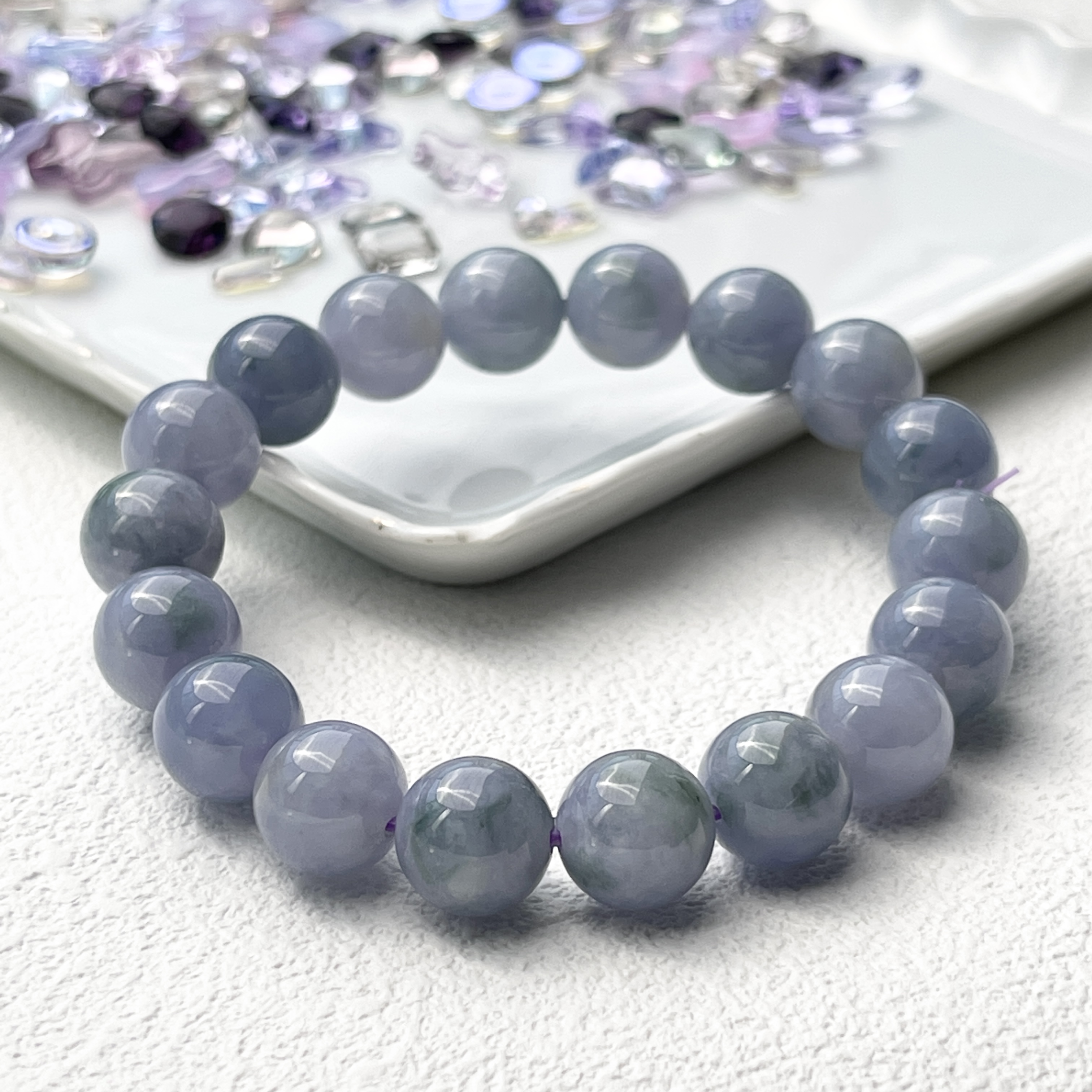 Light Lavender with Bluish Green Jade Bracelet (PJA00247) 