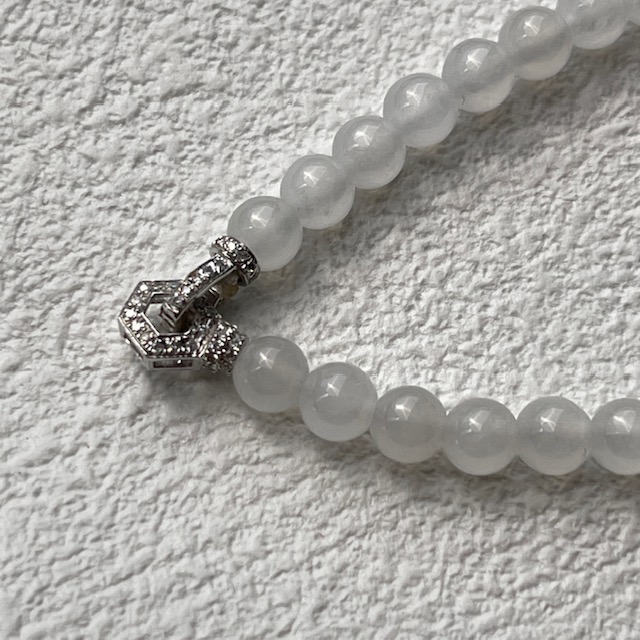 Icy White Jadeite Beads Bracelet or Necklace (PJA00168)