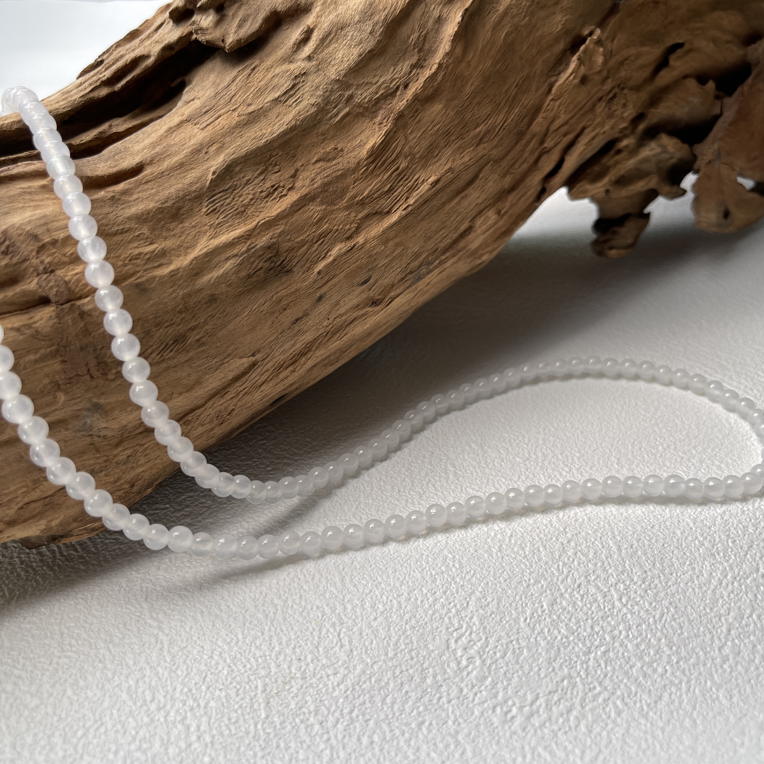 Icy White Jadeite Beads Bracelet or Necklace (PJA00168)