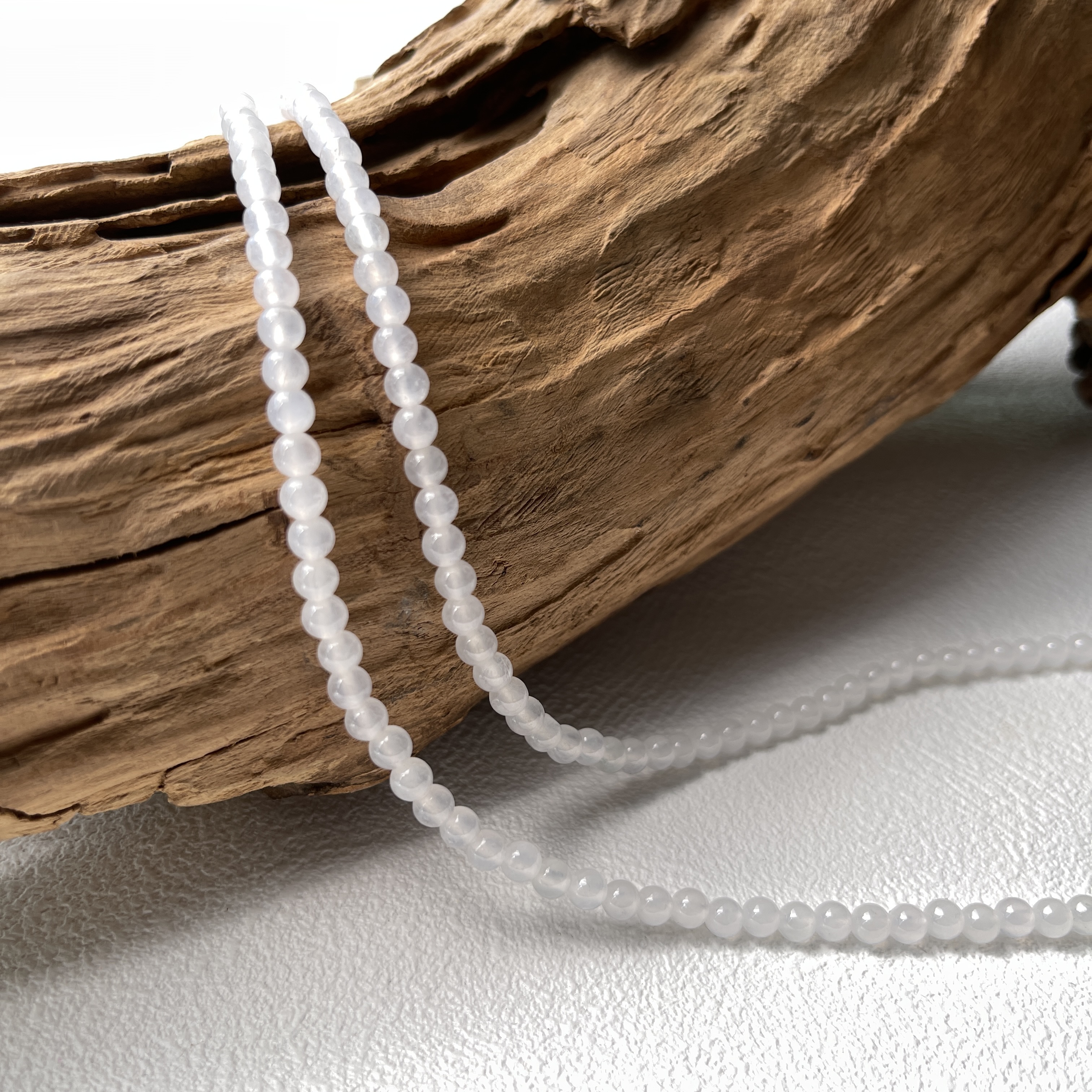 Icy White Jadeite Beads Bracelet or Necklace (PJA00168)