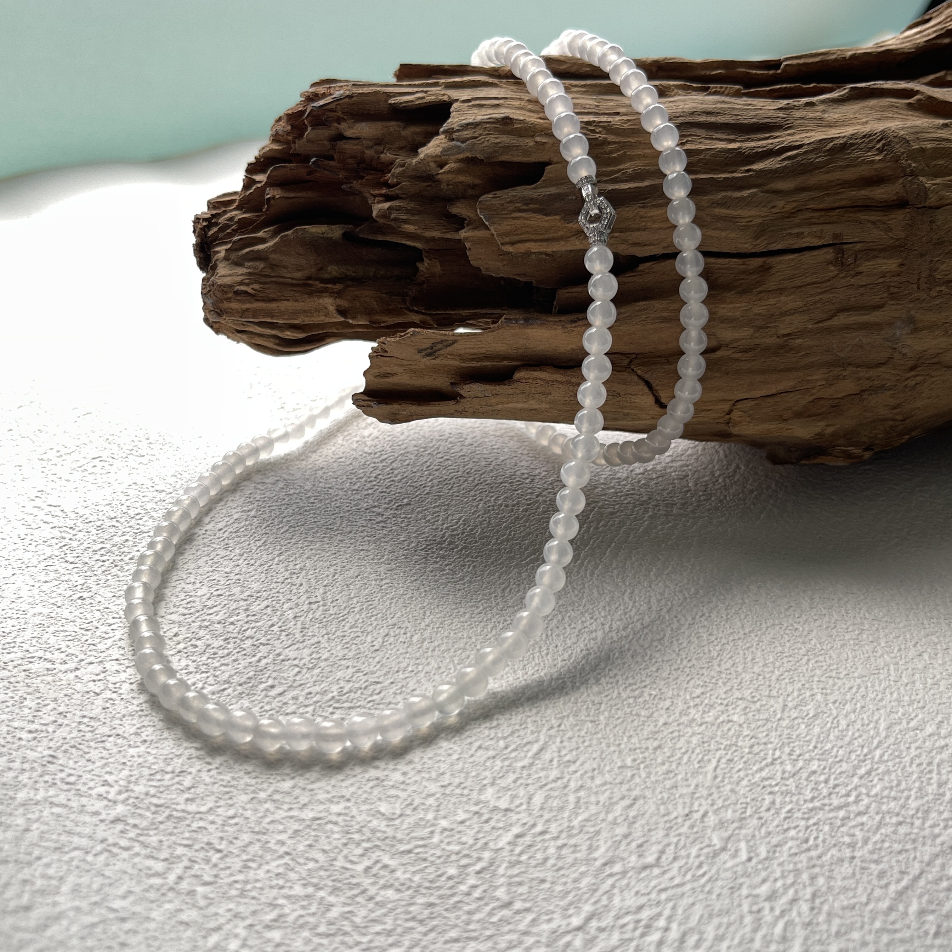 Icy White Jadeite Beads Bracelet or Necklace (PJA00168)