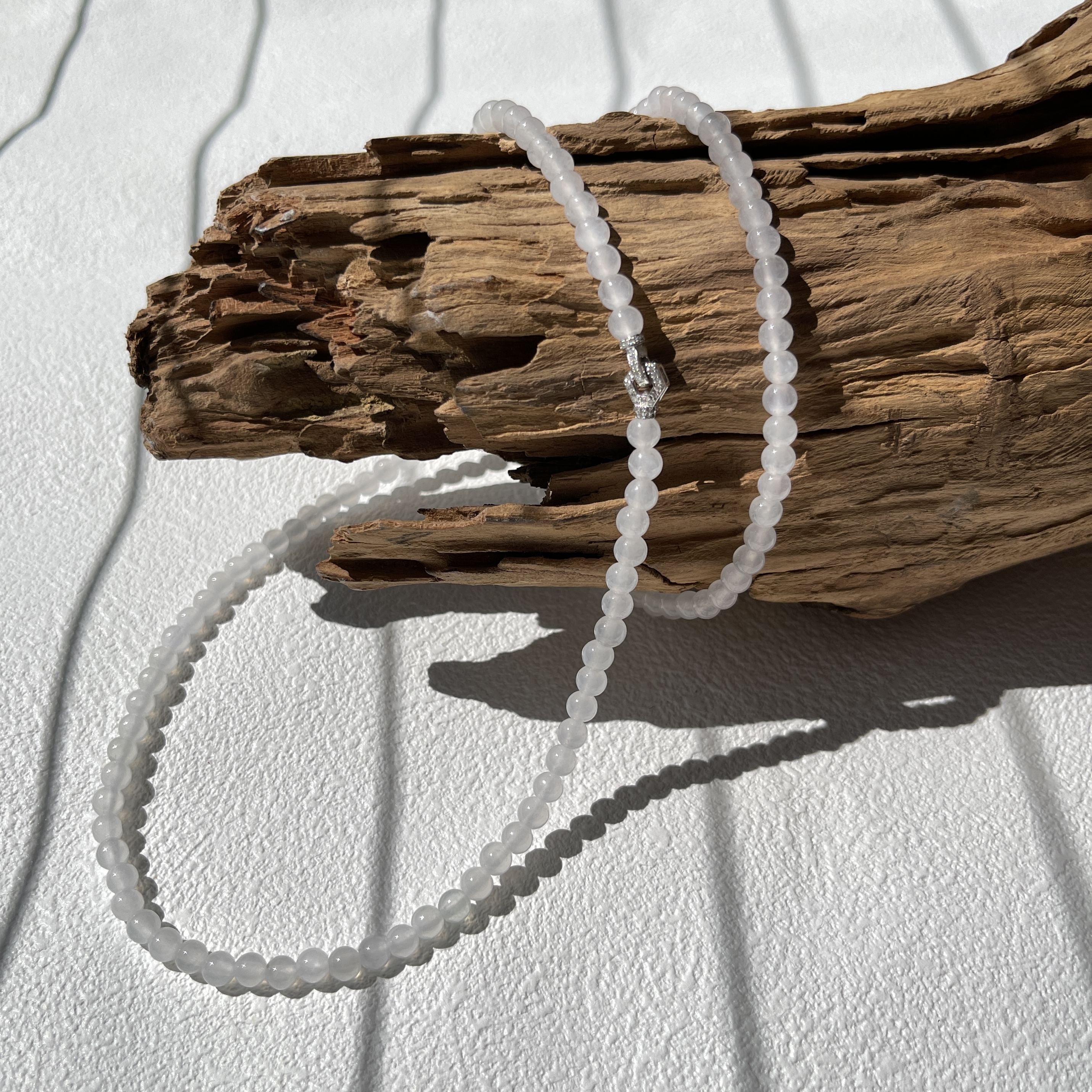 Icy White Jadeite Beads Bracelet or Necklace (PJA00168)