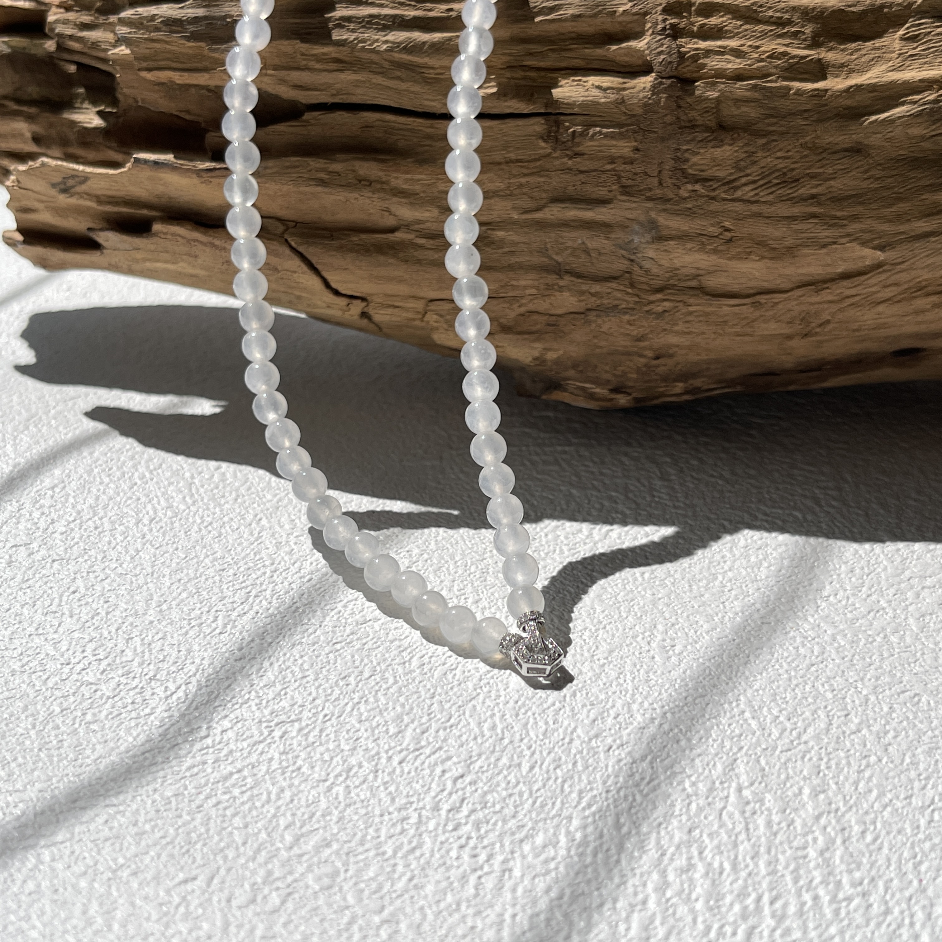 Icy White Jadeite Beads Bracelet or Necklace (PJA00168)