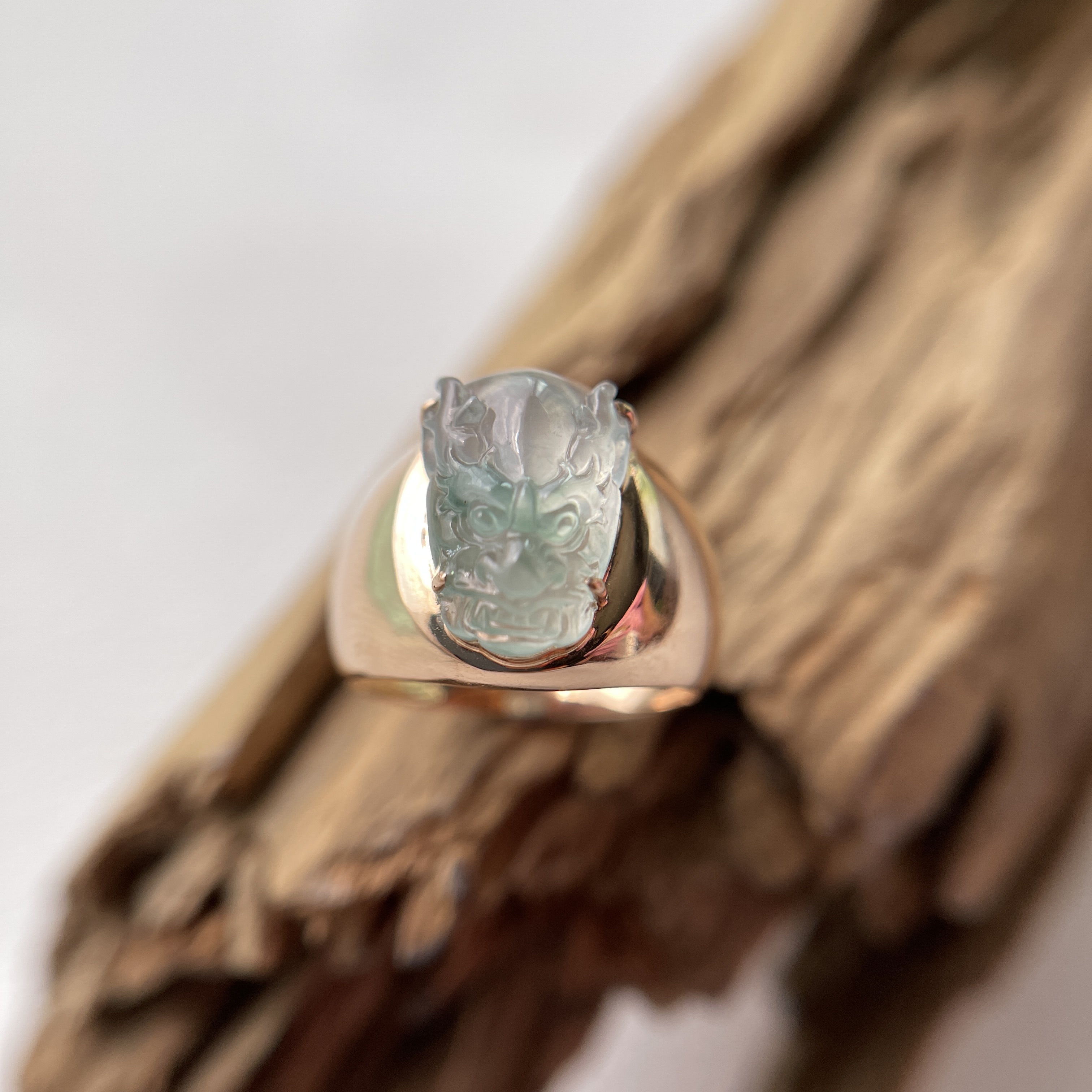 Icy Translucent Dragon Jade Ring (PJA00247)