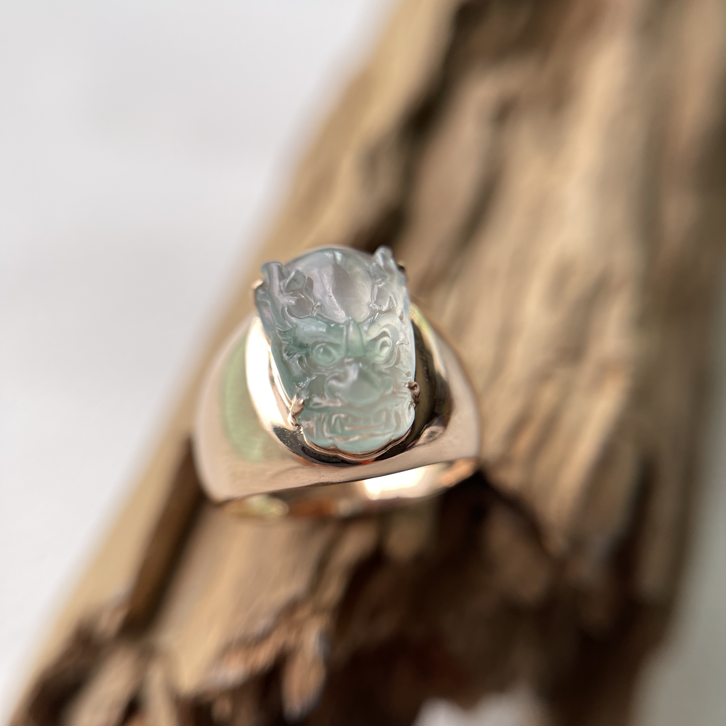 Icy Translucent Dragon Jade Ring (PJA00247)