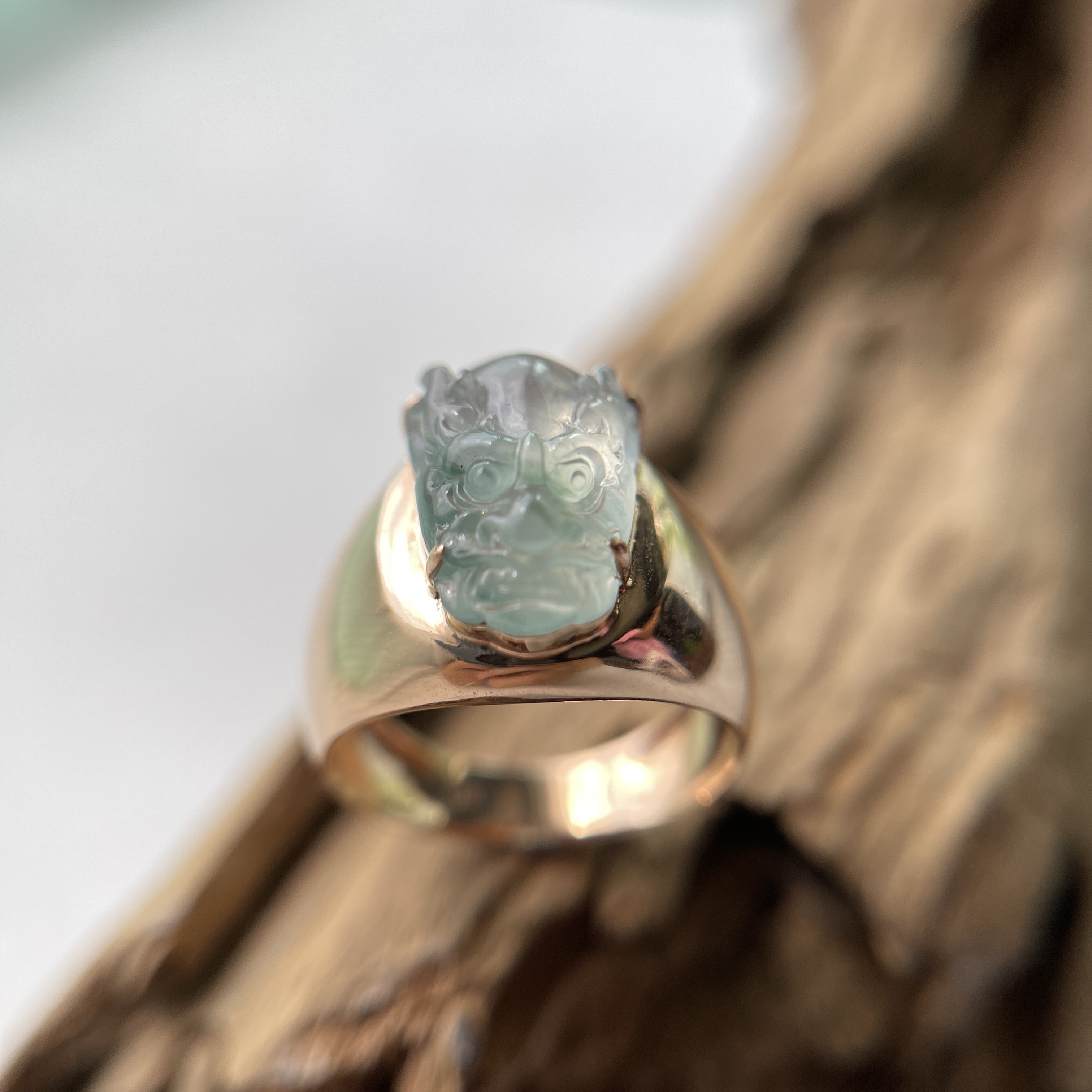 Icy Translucent Dragon Jade Ring (PJA00247)