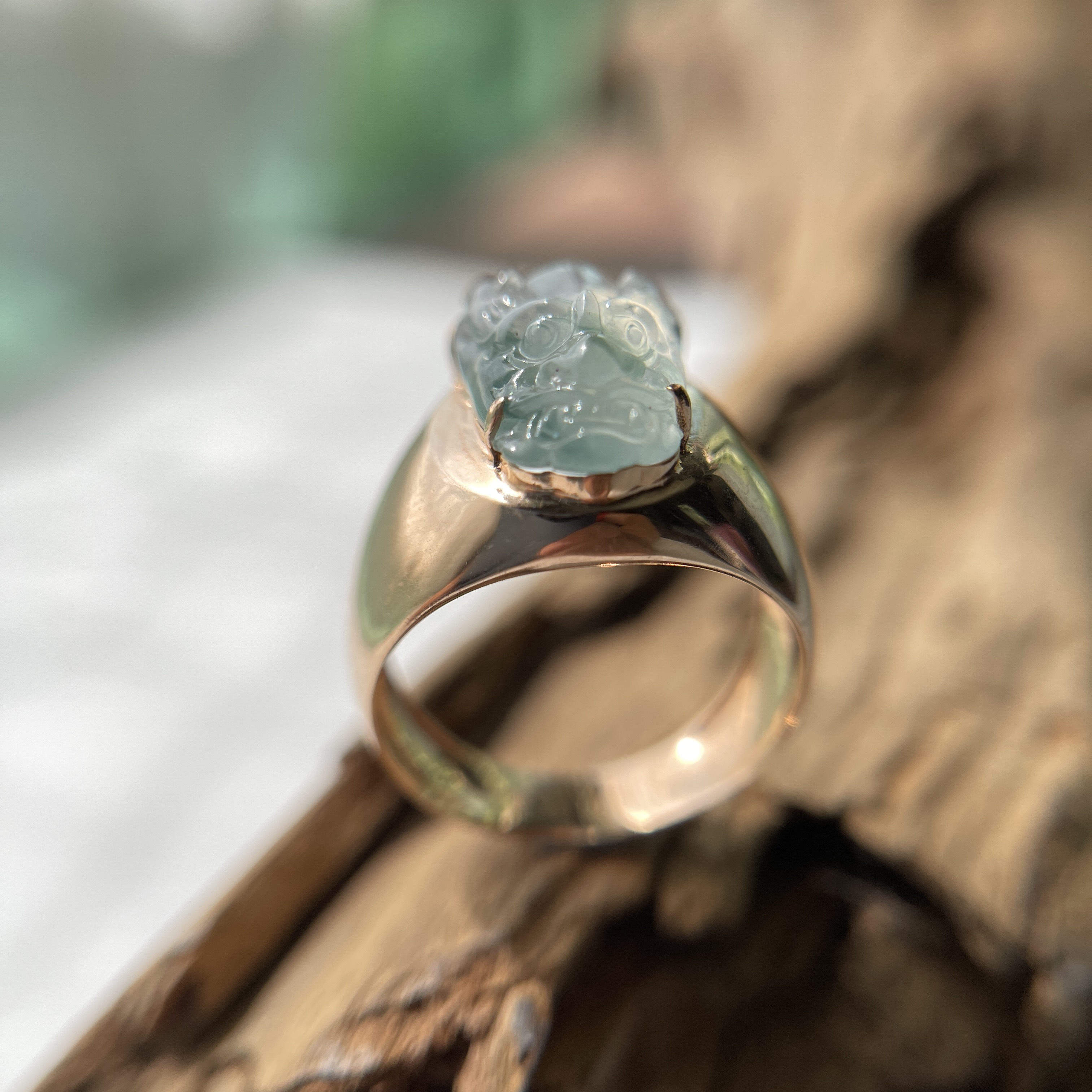 Icy Translucent Dragon Jade Ring (PJA00247)