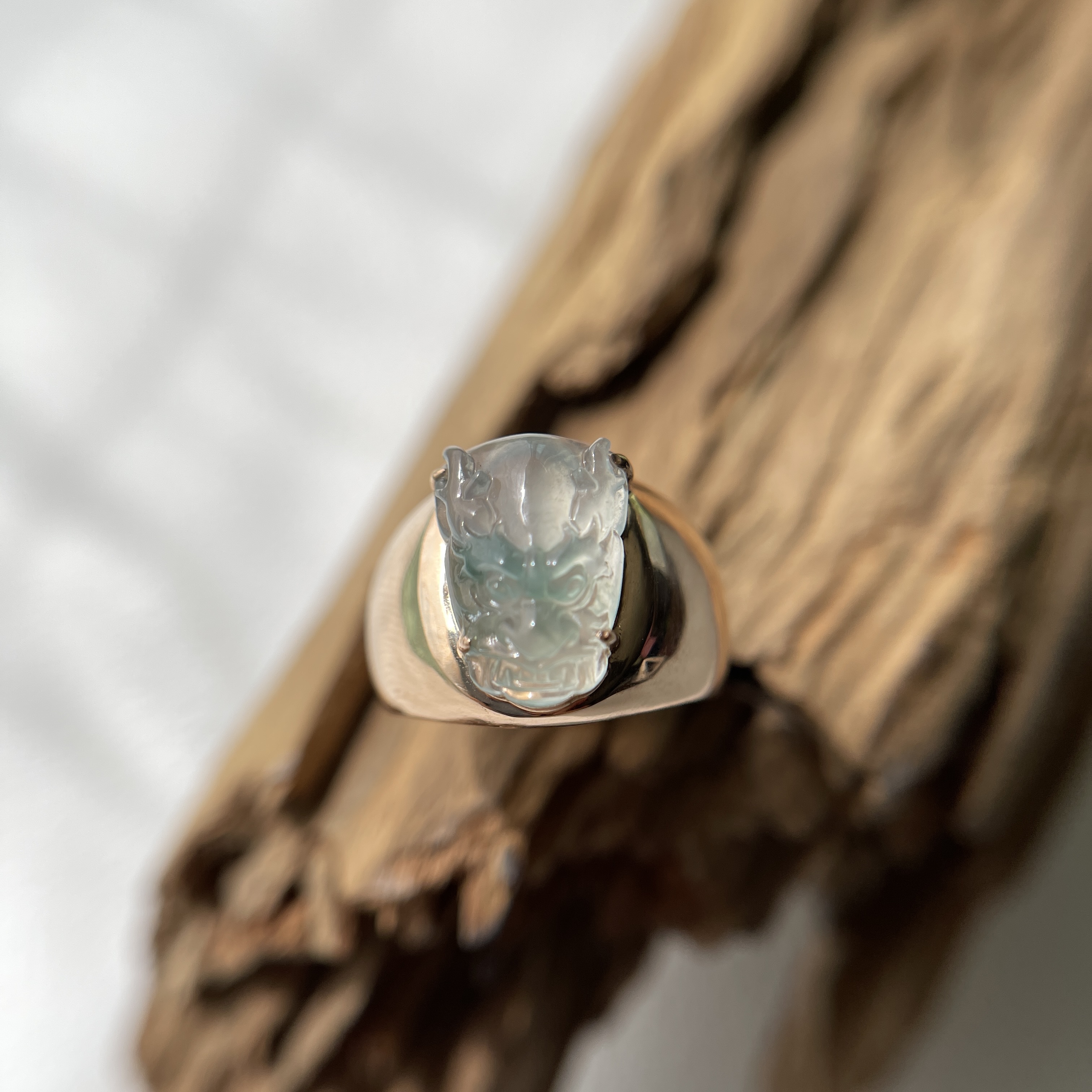 Icy Translucent Dragon Jade Ring (PJA00247)