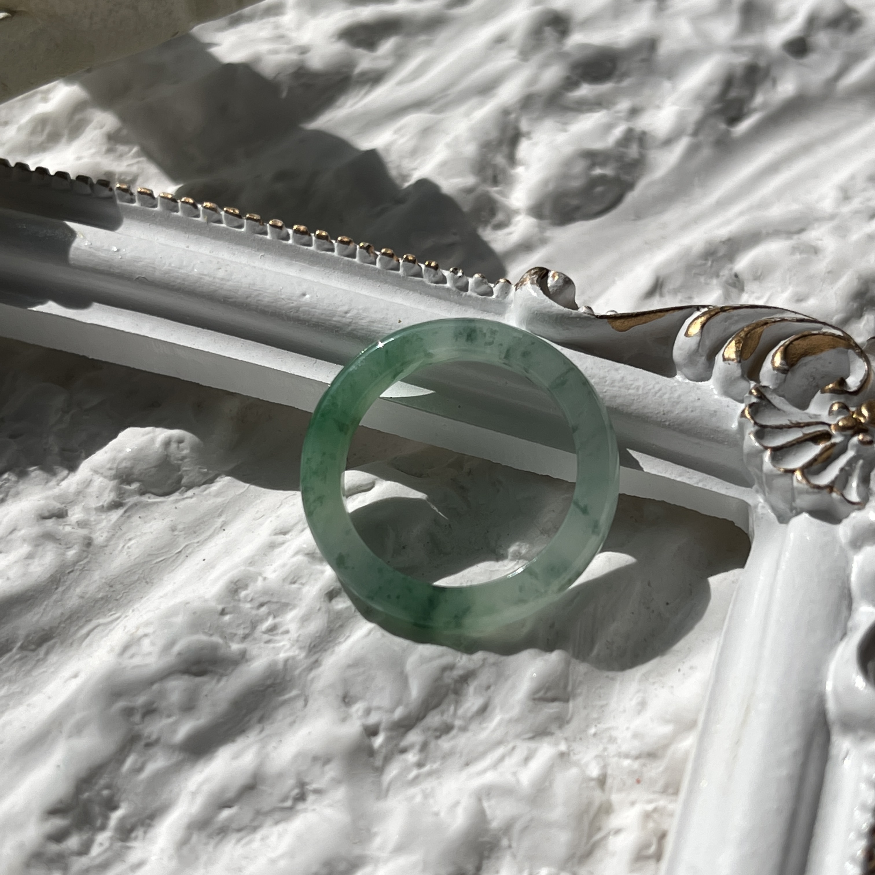 Green Jade Hololith Ring (PJA00154)